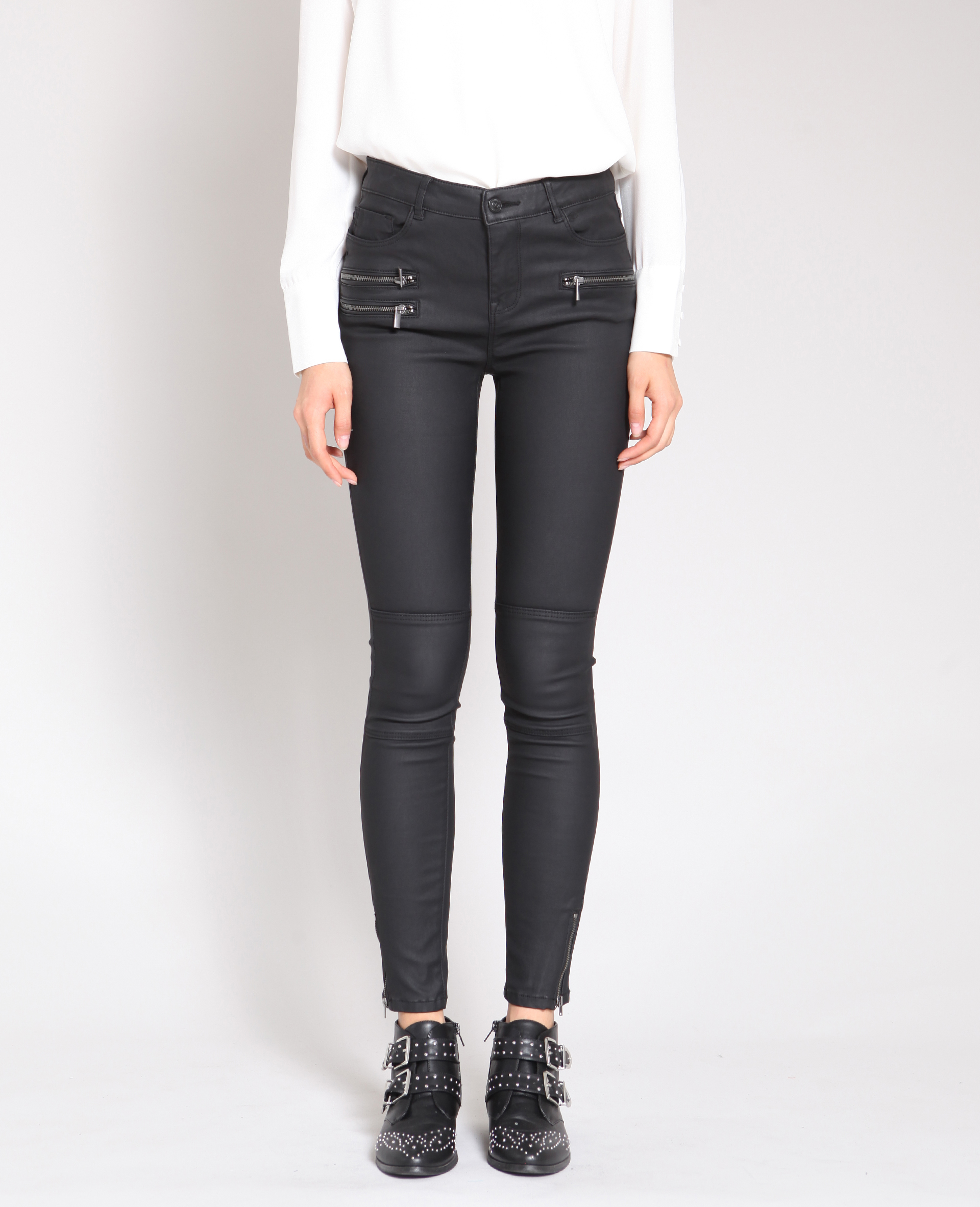 Jean noir huilé femme discount