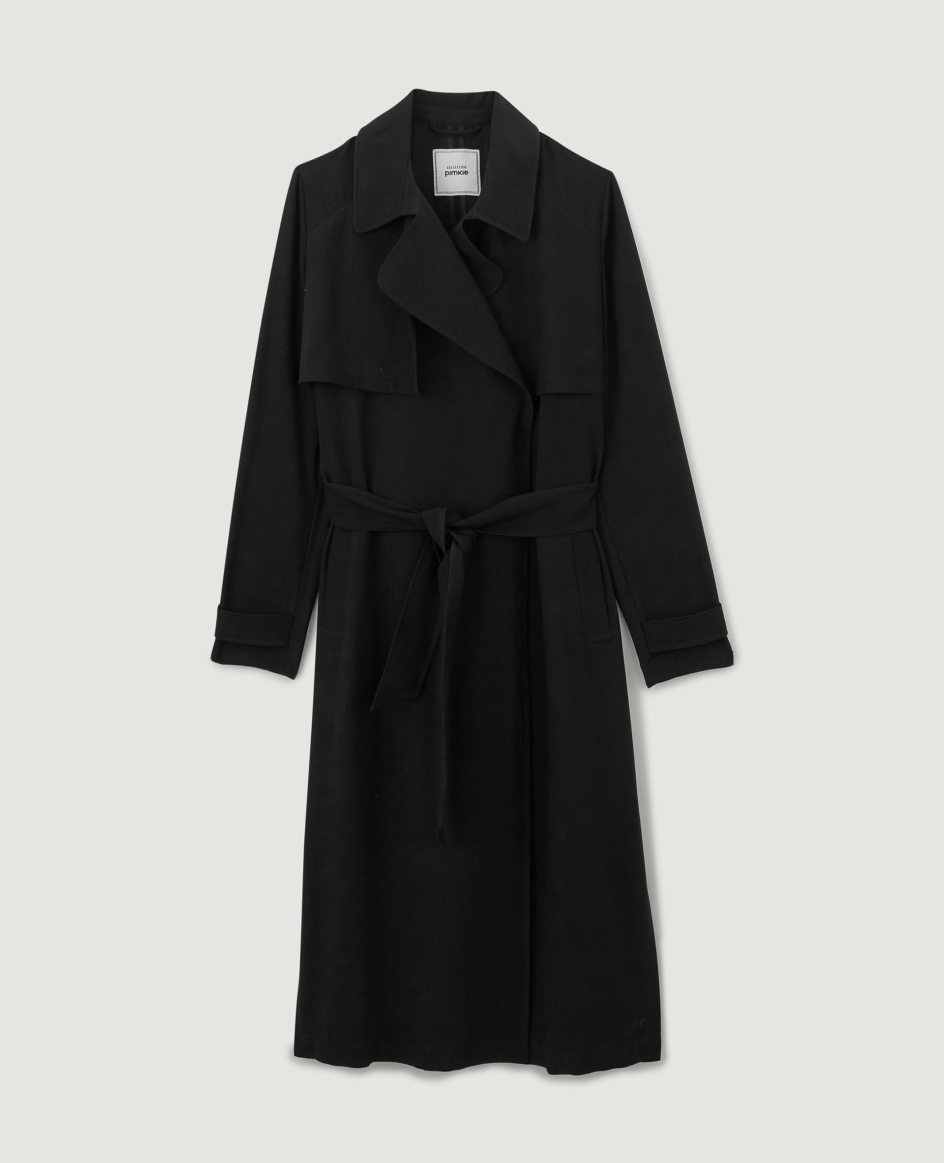 Trench long en tissu fluide noir - Pimkie