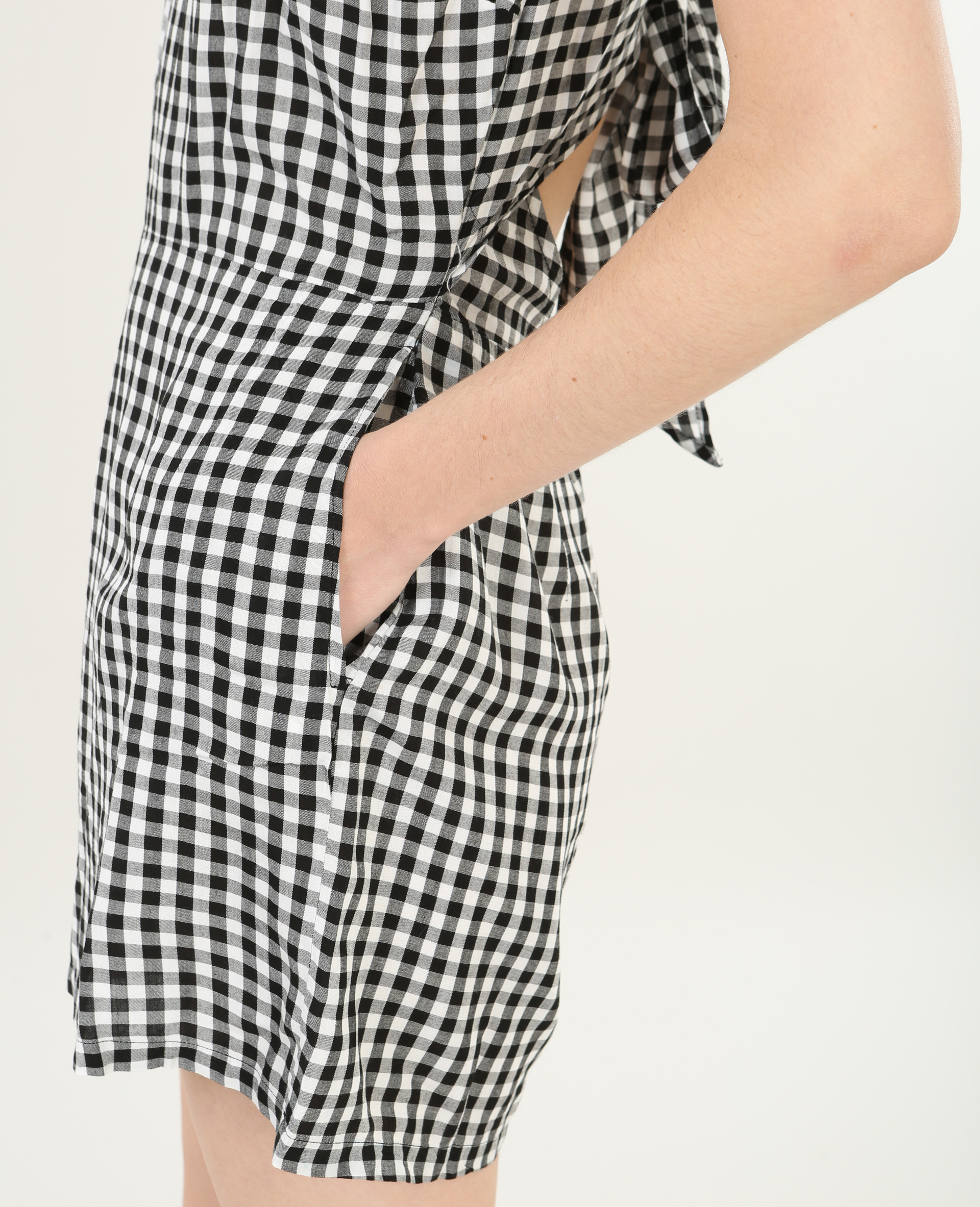 Combi-short vichy à volants noir - Pimkie