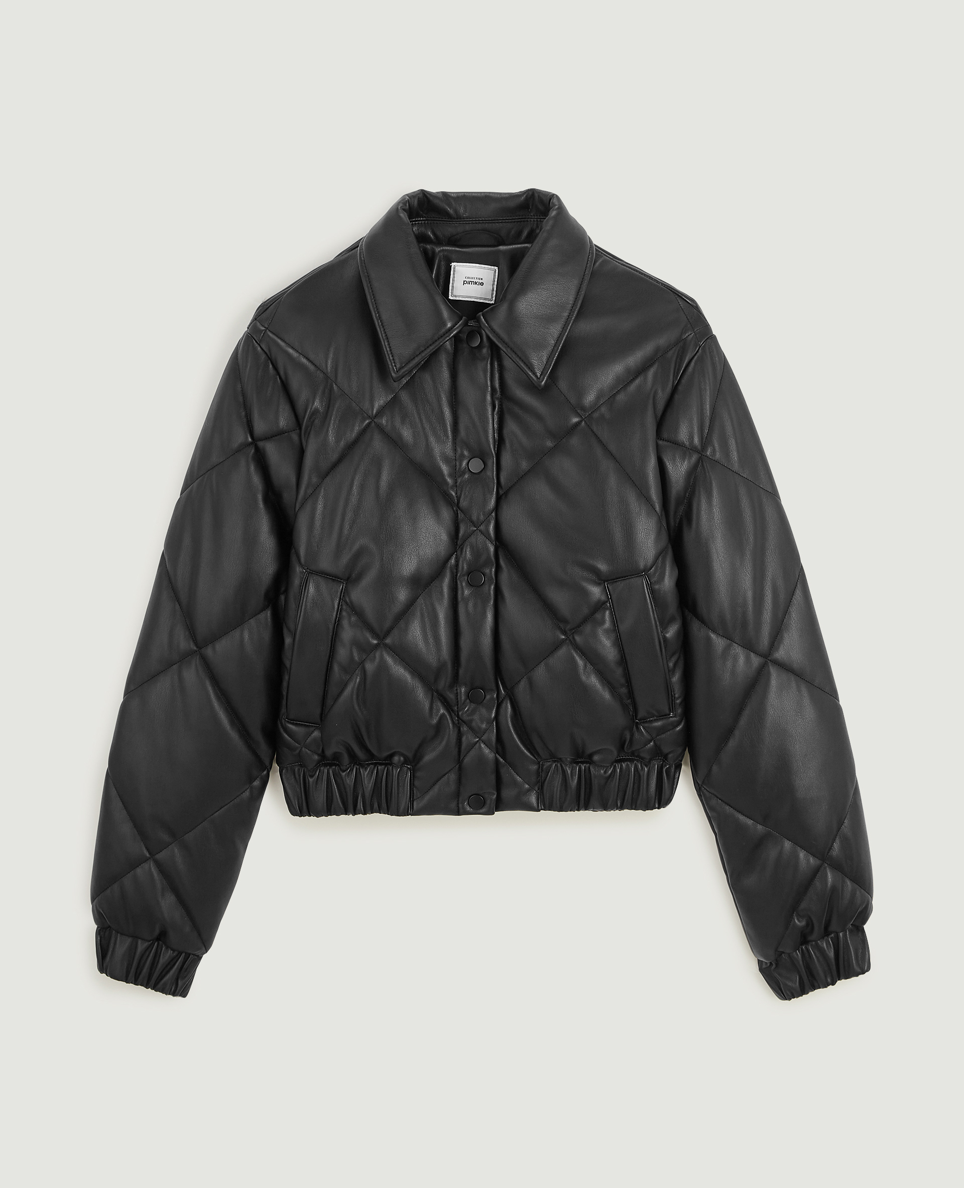 Doudoune matelassée simili cuir noir - Pimkie