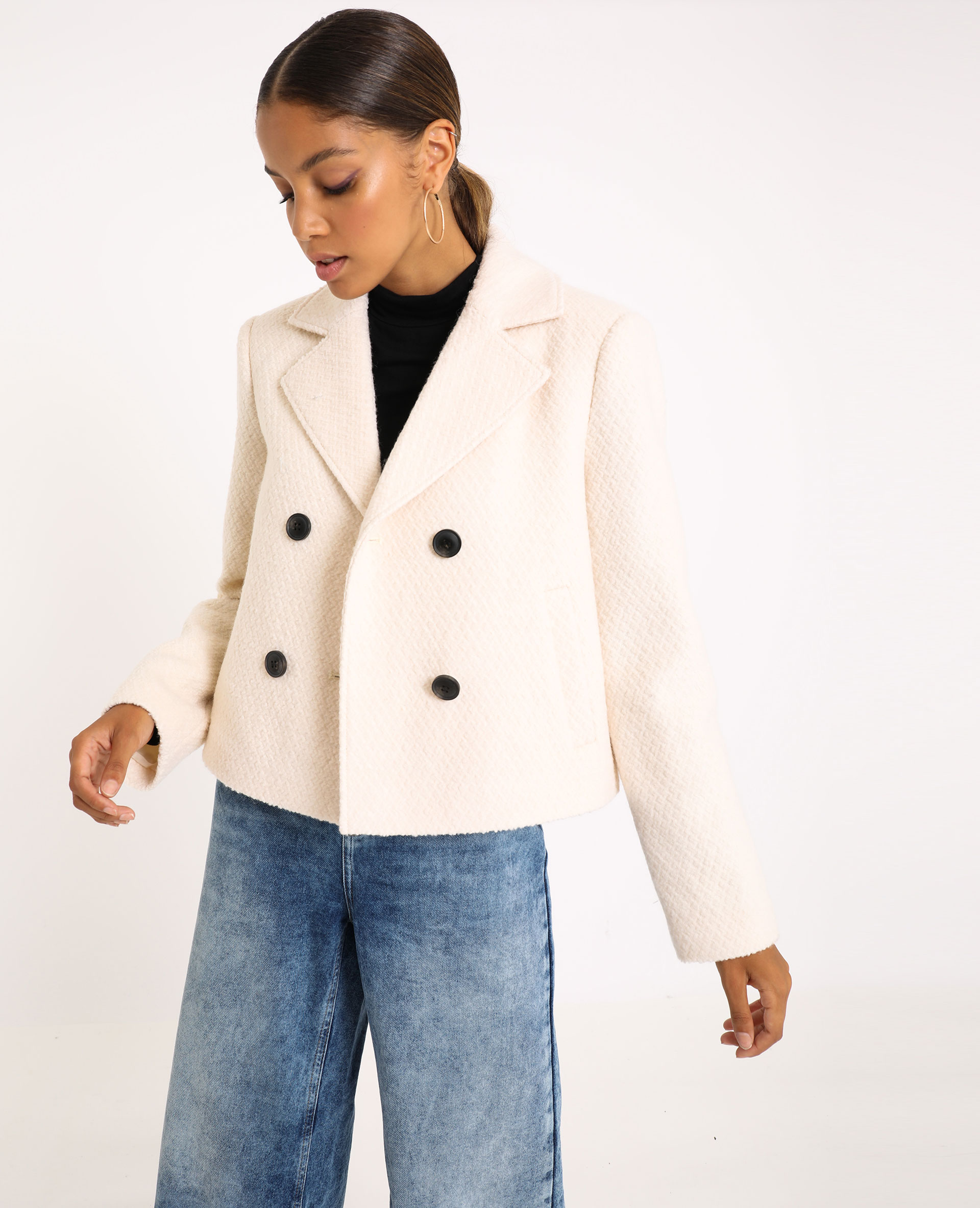 manteau court blanc femme