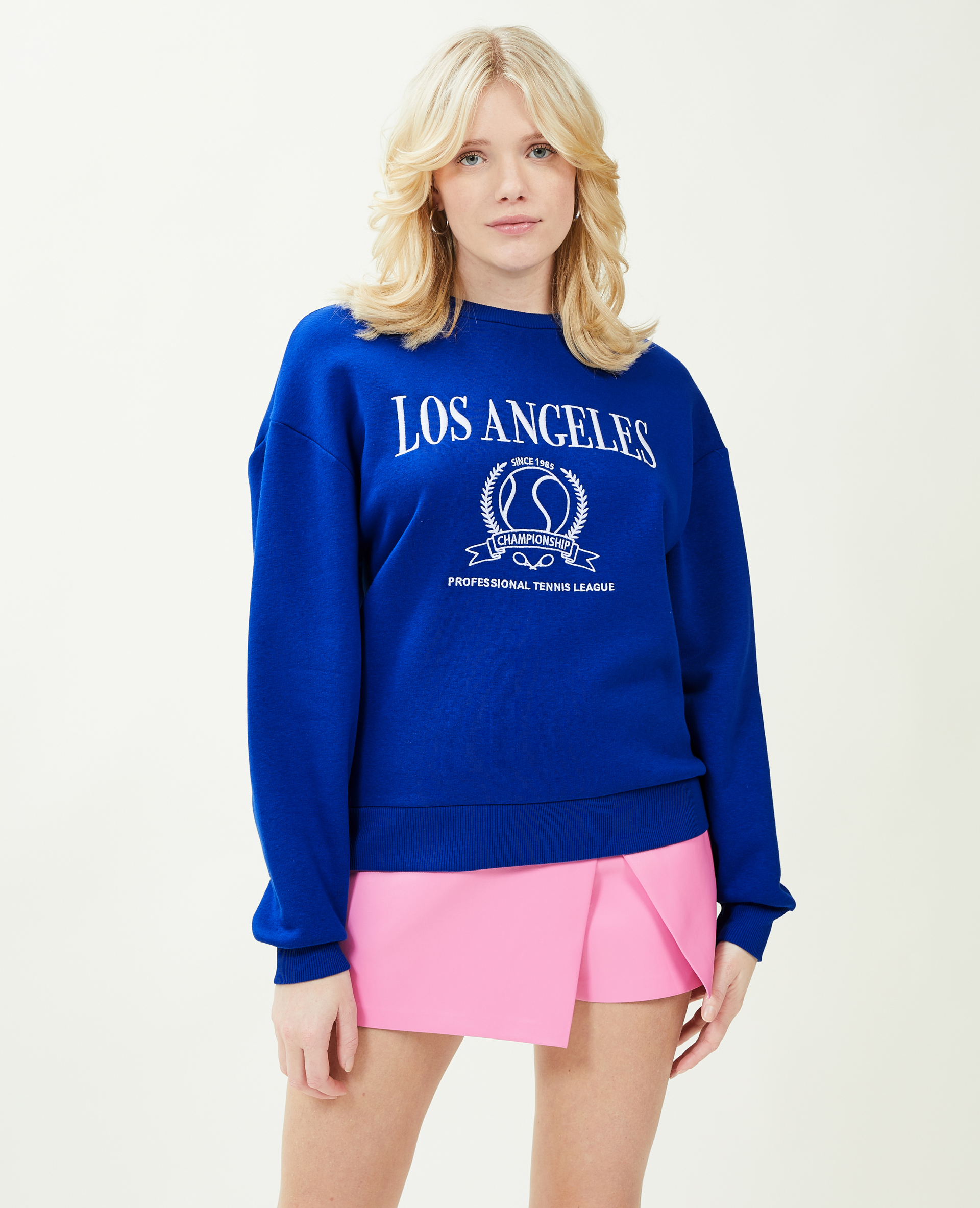 Sweat oversize brodé bleu électrique - Pimkie