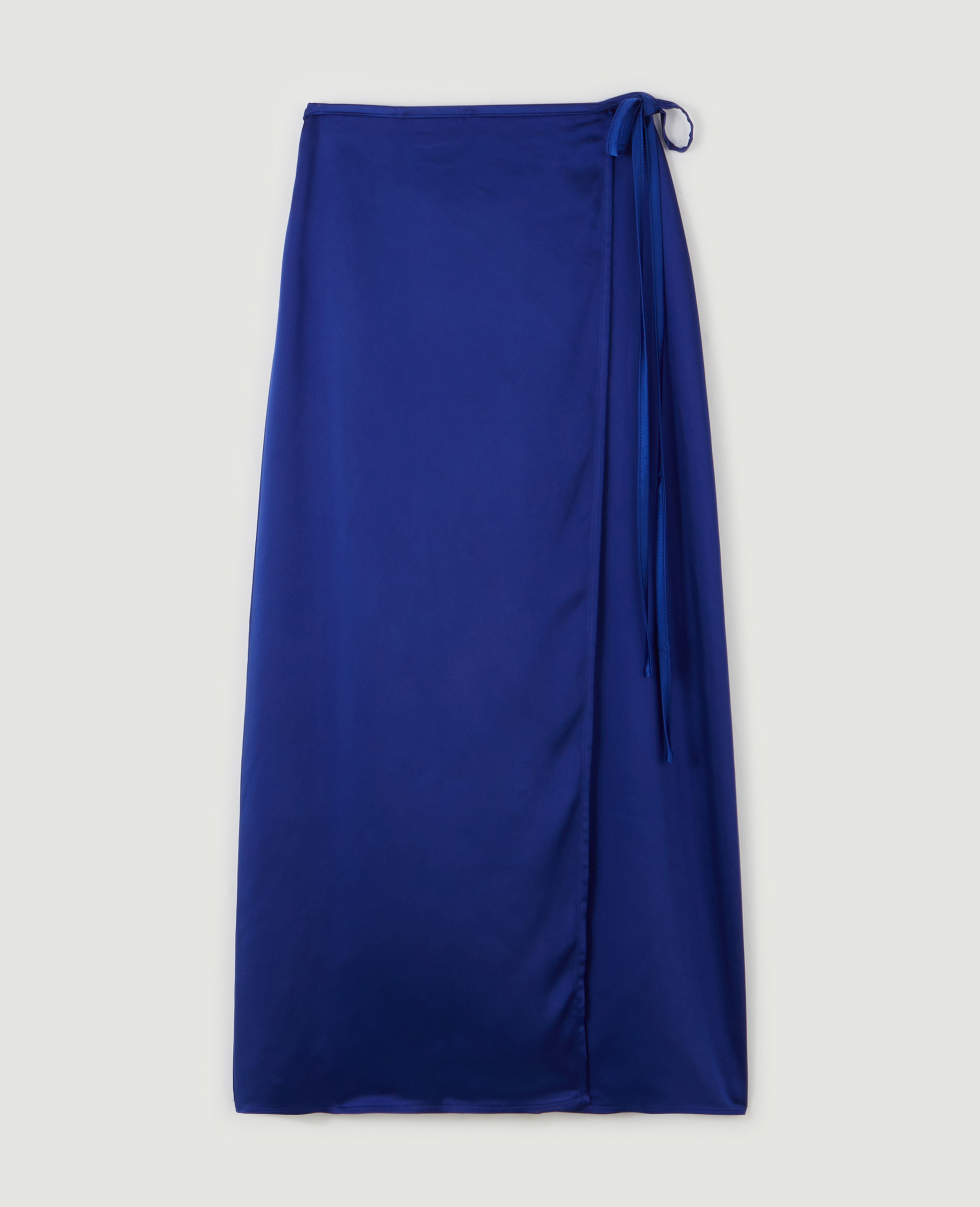 Jupe portefeuille en satin bleu électrique - Pimkie