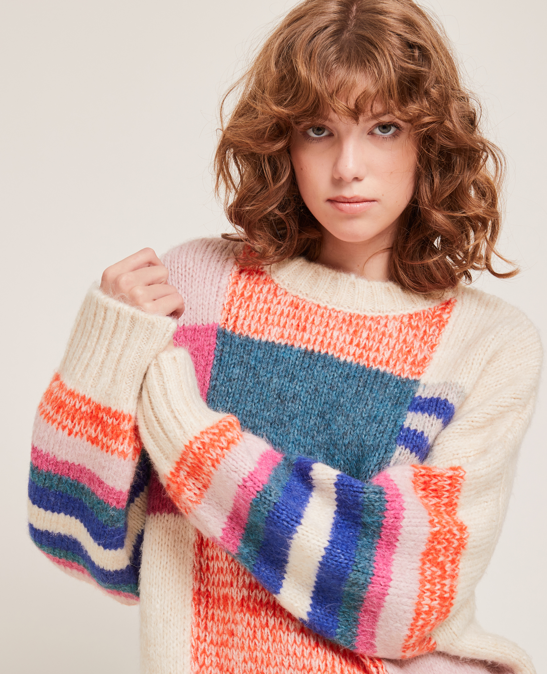 Pull colorblock fantaisie blanc - Pimkie