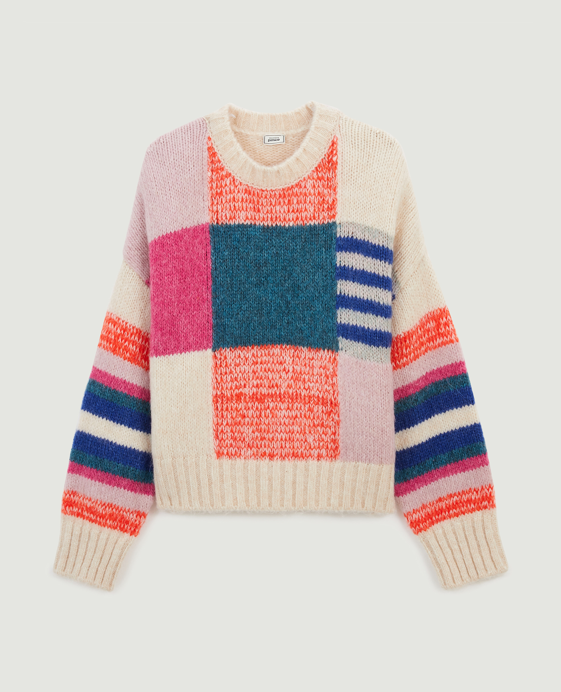 Pull colorblock fantaisie blanc - Pimkie