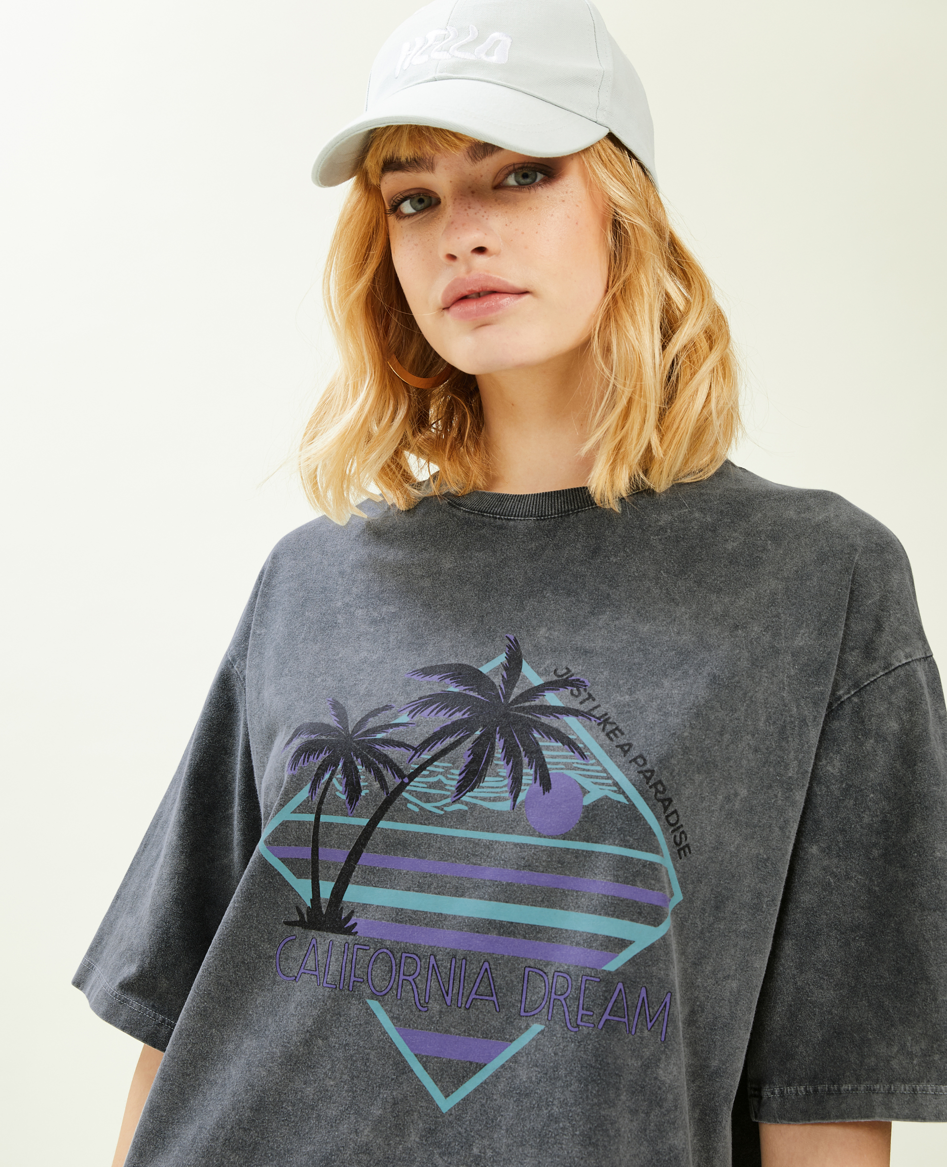 T-shirt oversize avec imprimé bleu clair - Pimkie