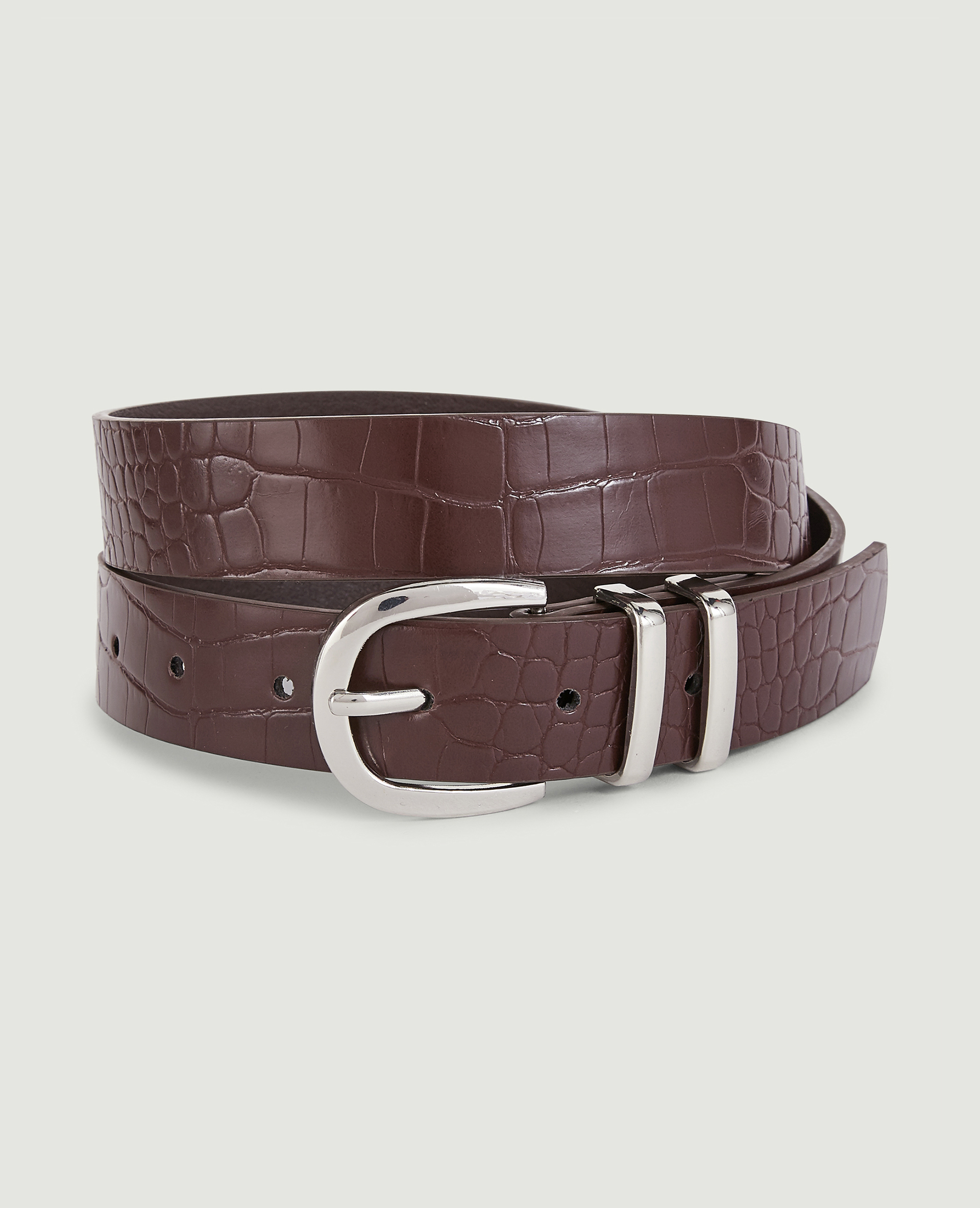 Ceinture effet croco marron - Pimkie
