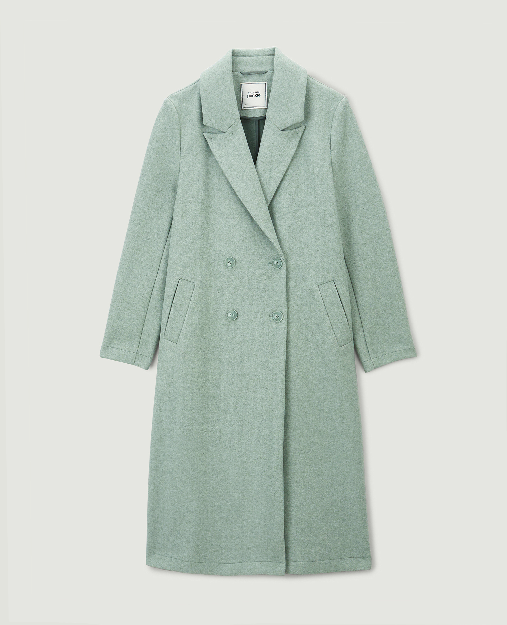 Manteau long effet drap de laine vert - Pimkie