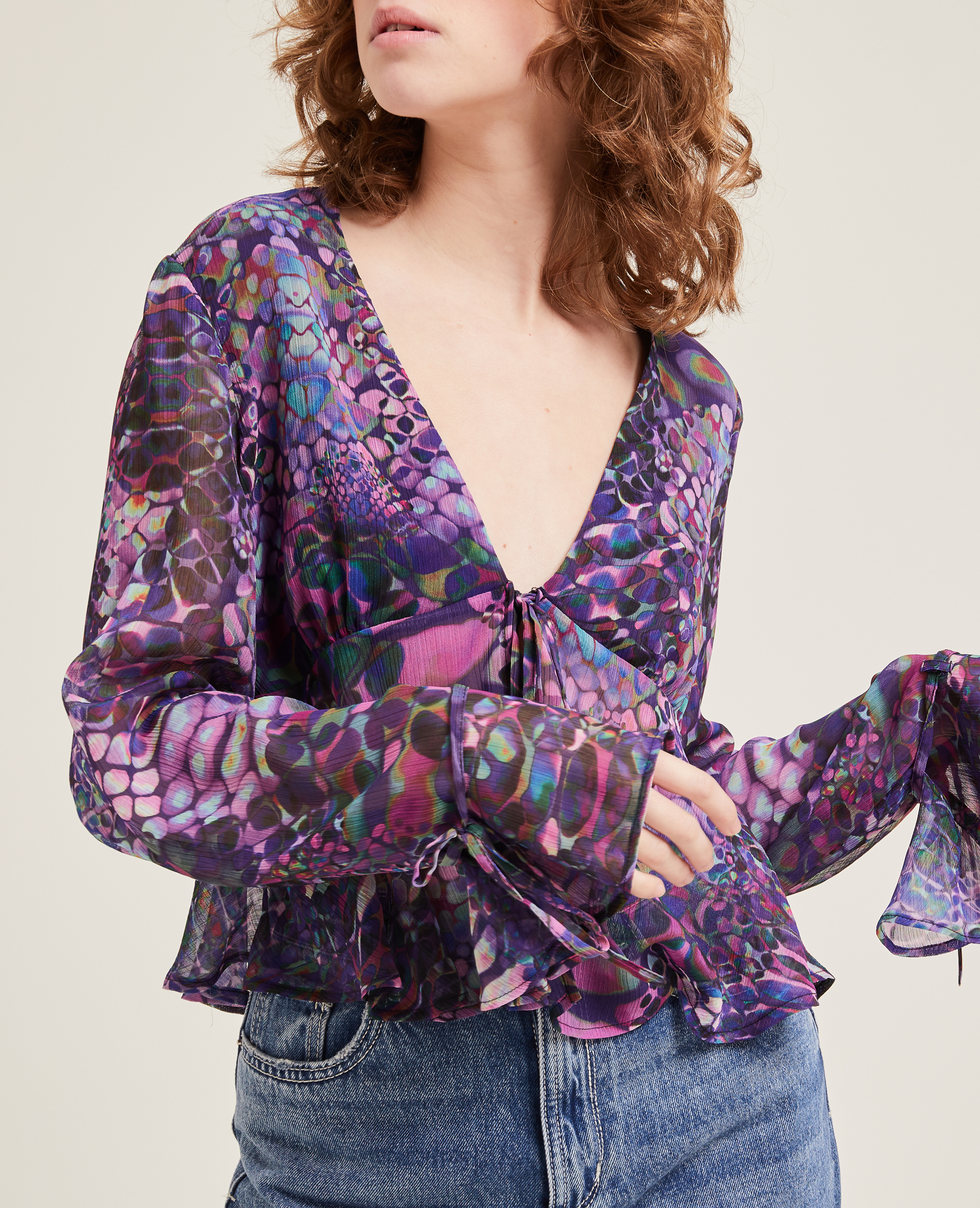 Blouse fluide à nouer violet - Pimkie