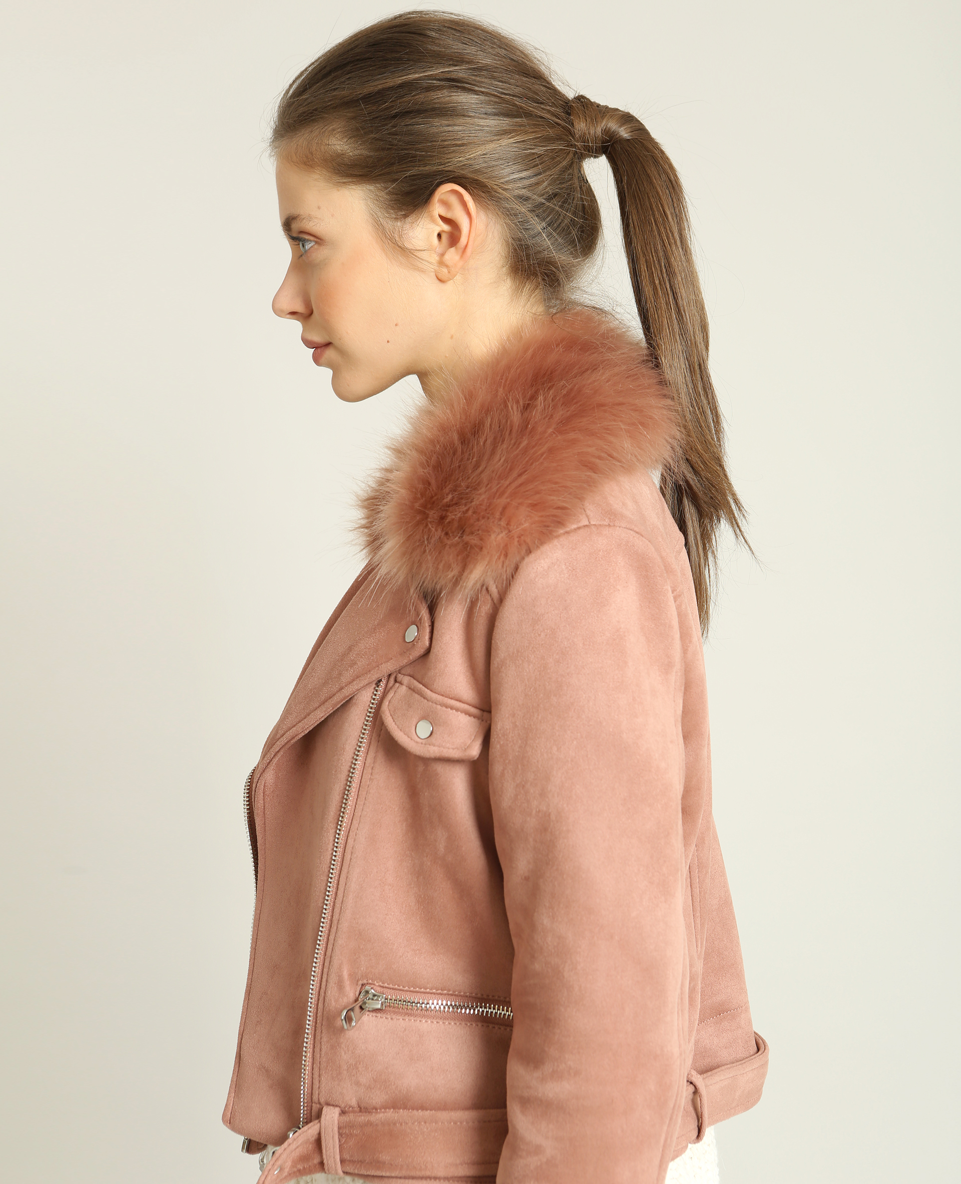 Veste col fausse fourrure