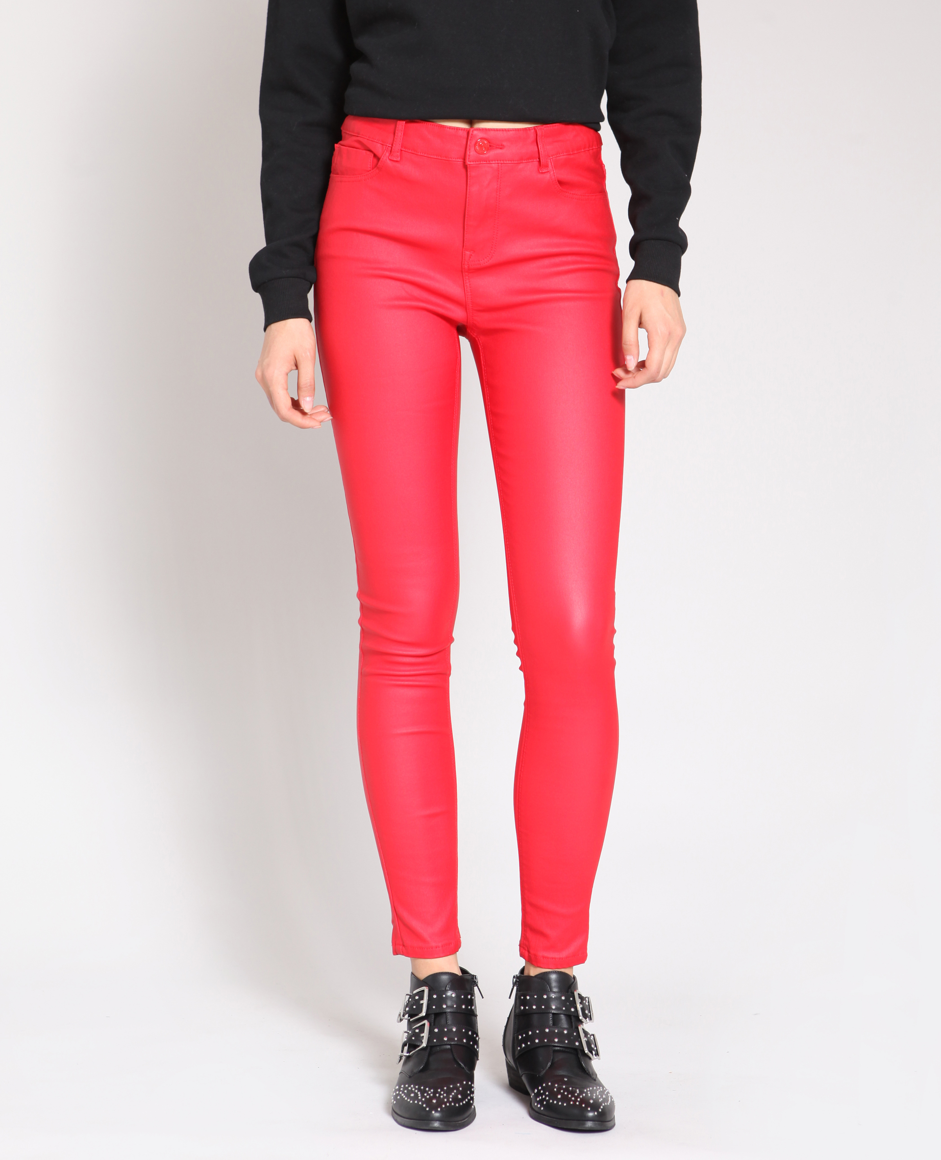 Pantalon cheap enduit rouge