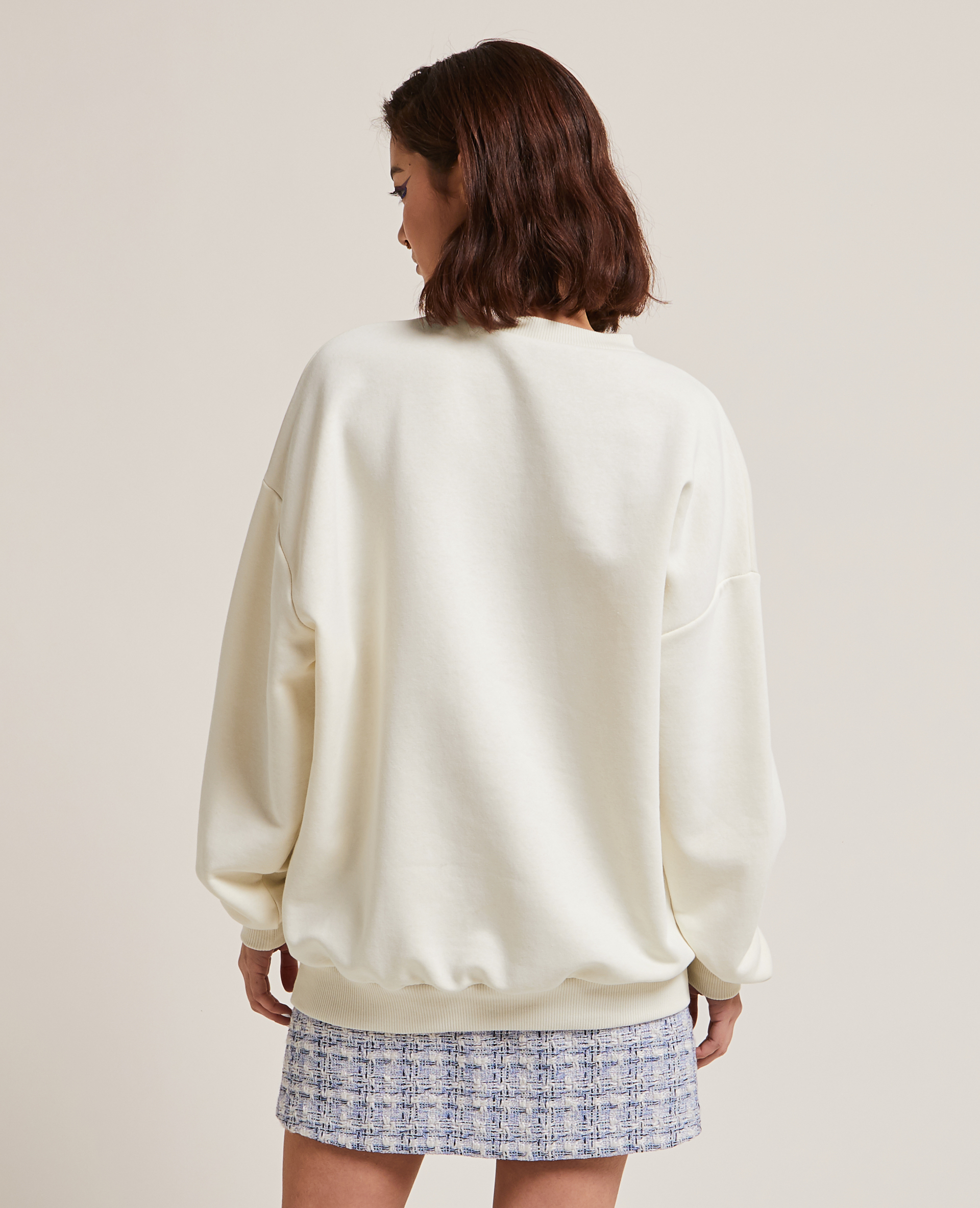 Sweat col rond oversize beige - Pimkie