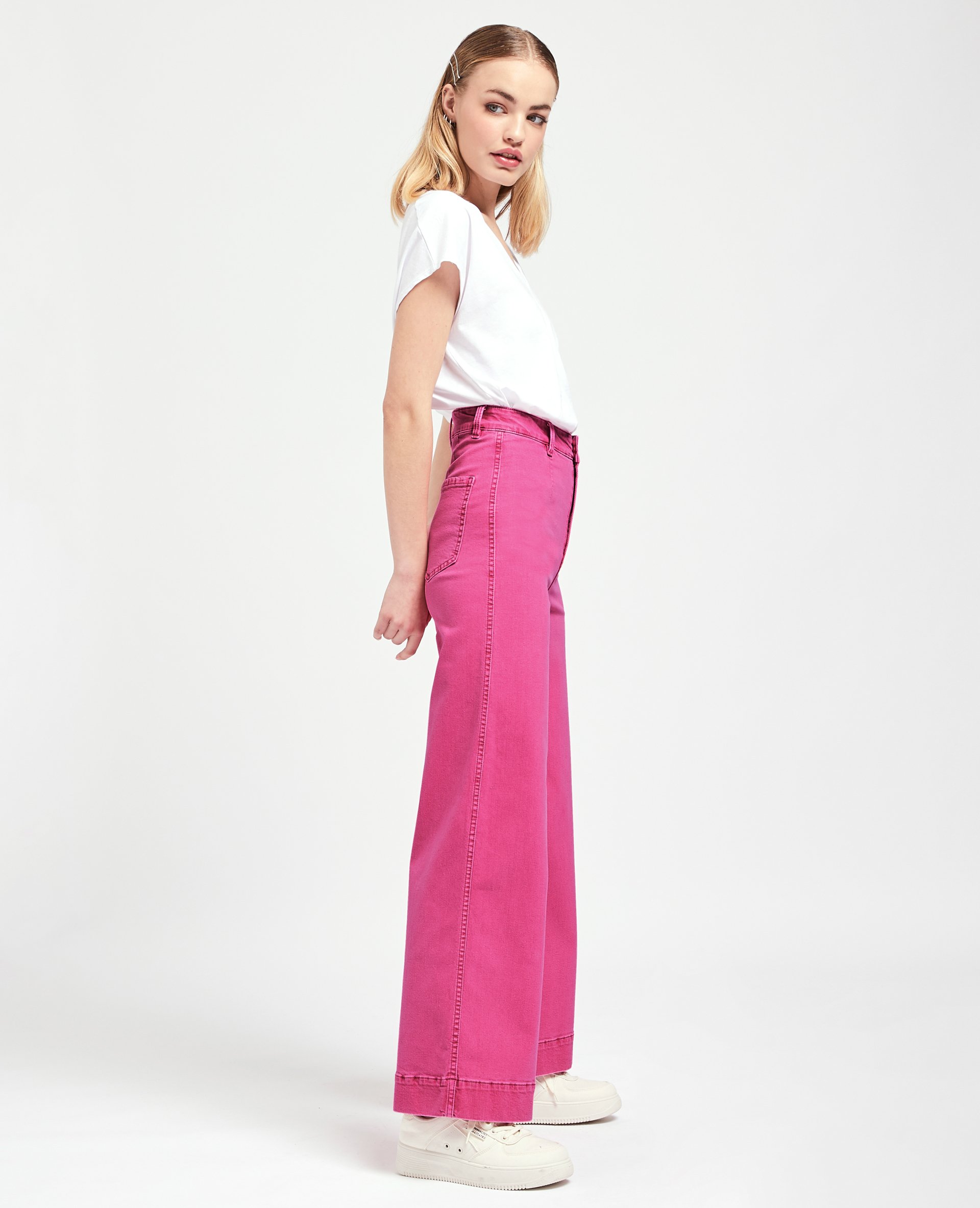 Jean large effet délavé rose - Pimkie