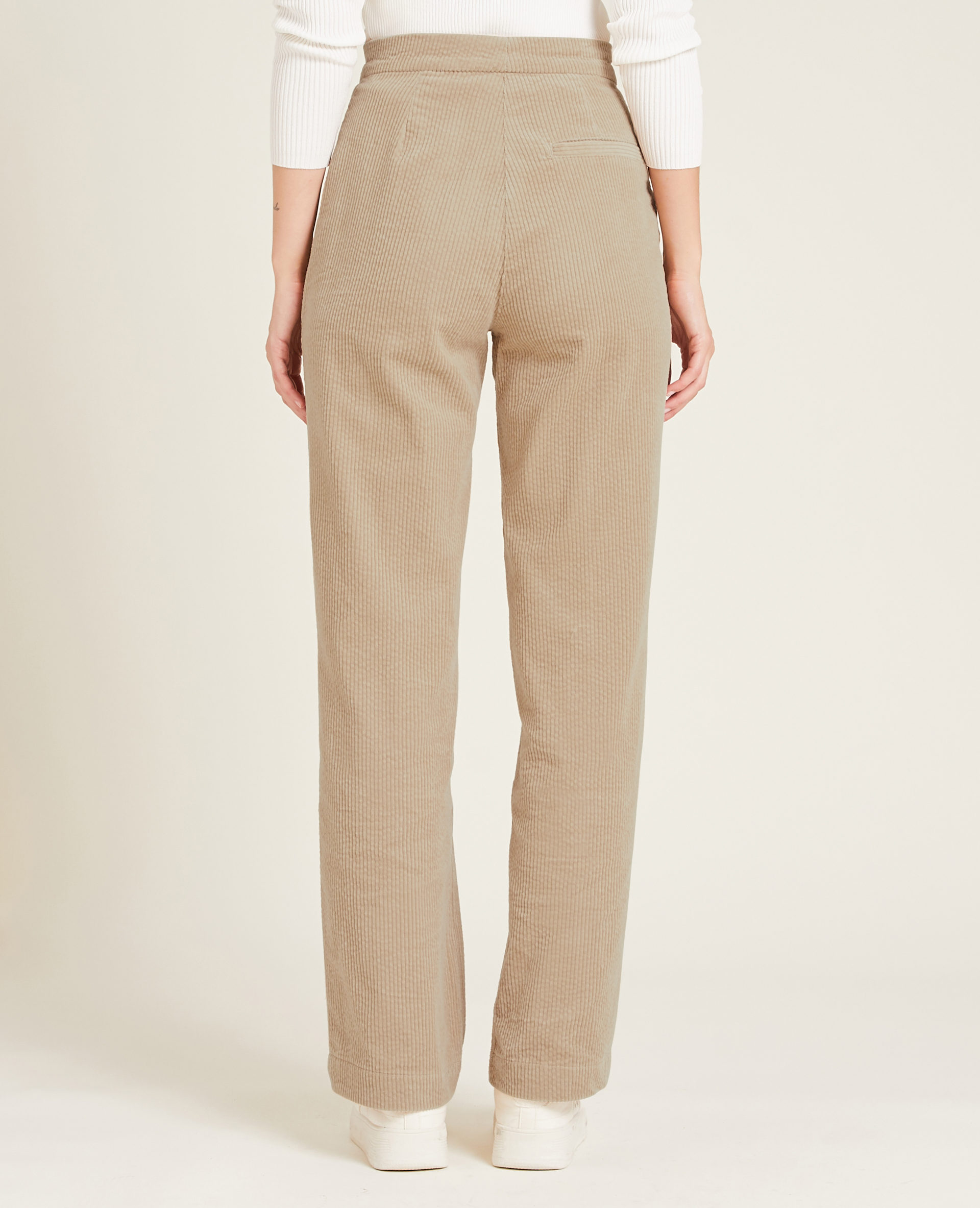Pantalon droit en velours côtelé taupe - Pimkie