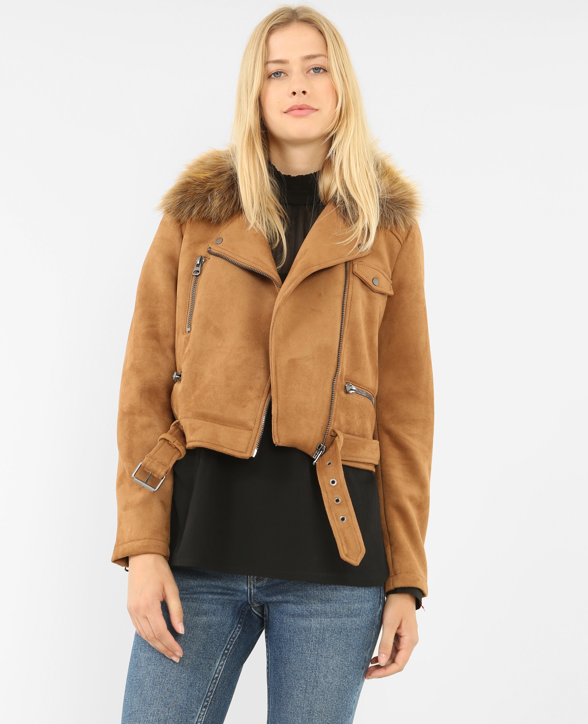 Blouson biker suedine