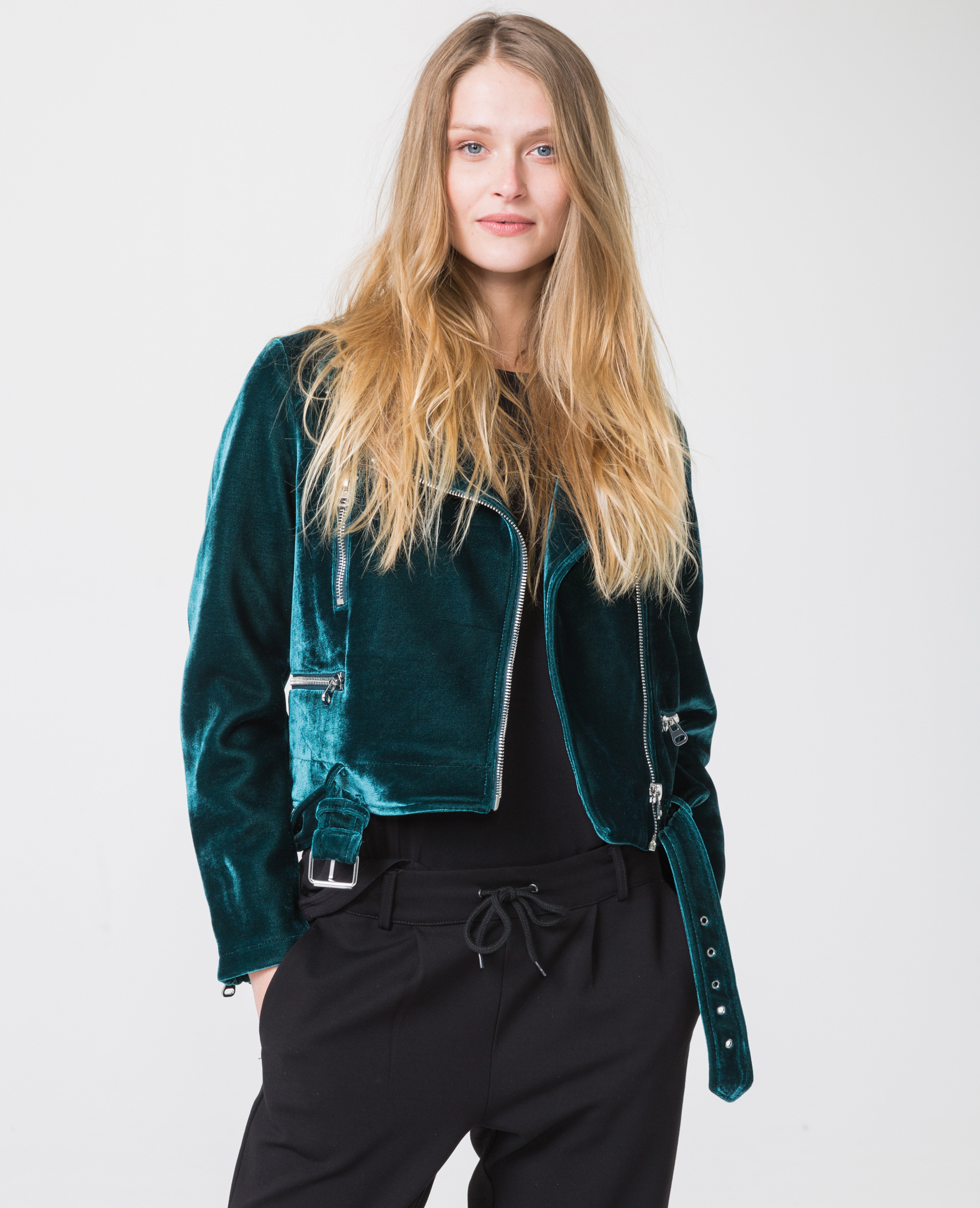 Veste biker effet velours