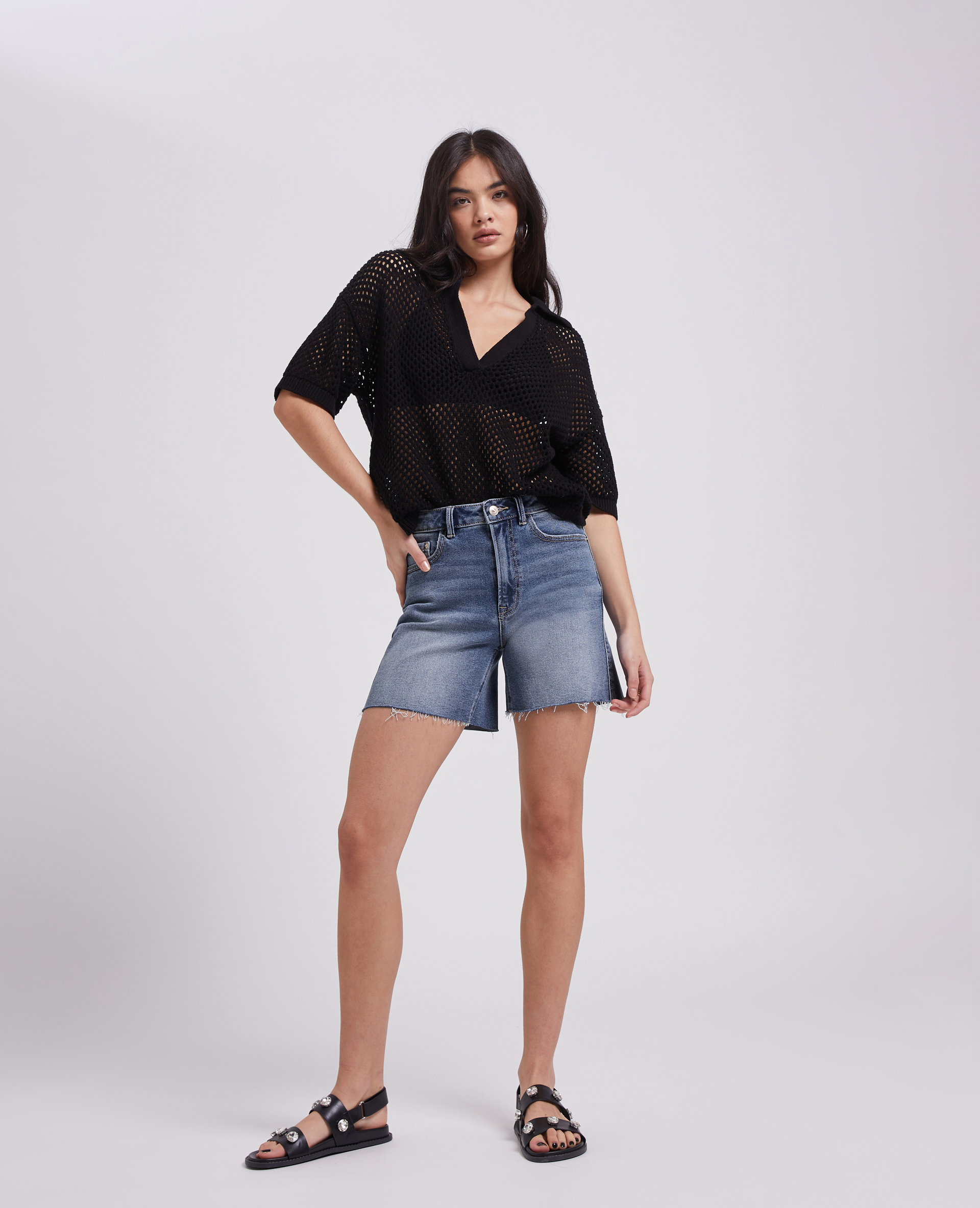 Bermuda en jean raw cut bleu denim - Pimkie