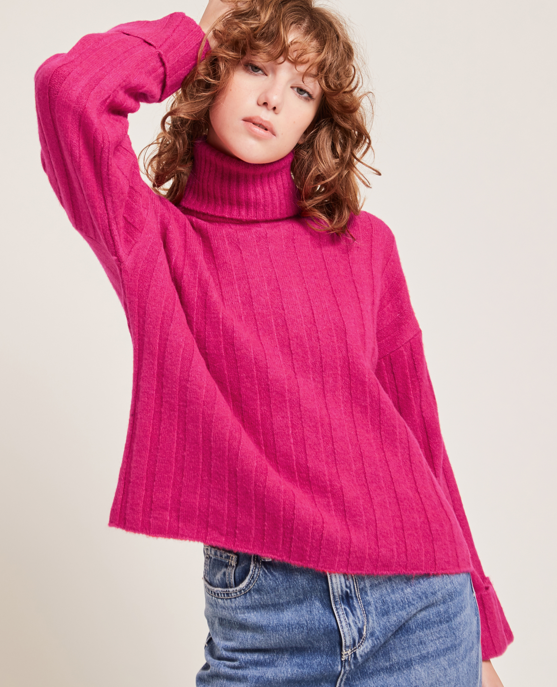 Pull à col roulé rose - Pimkie