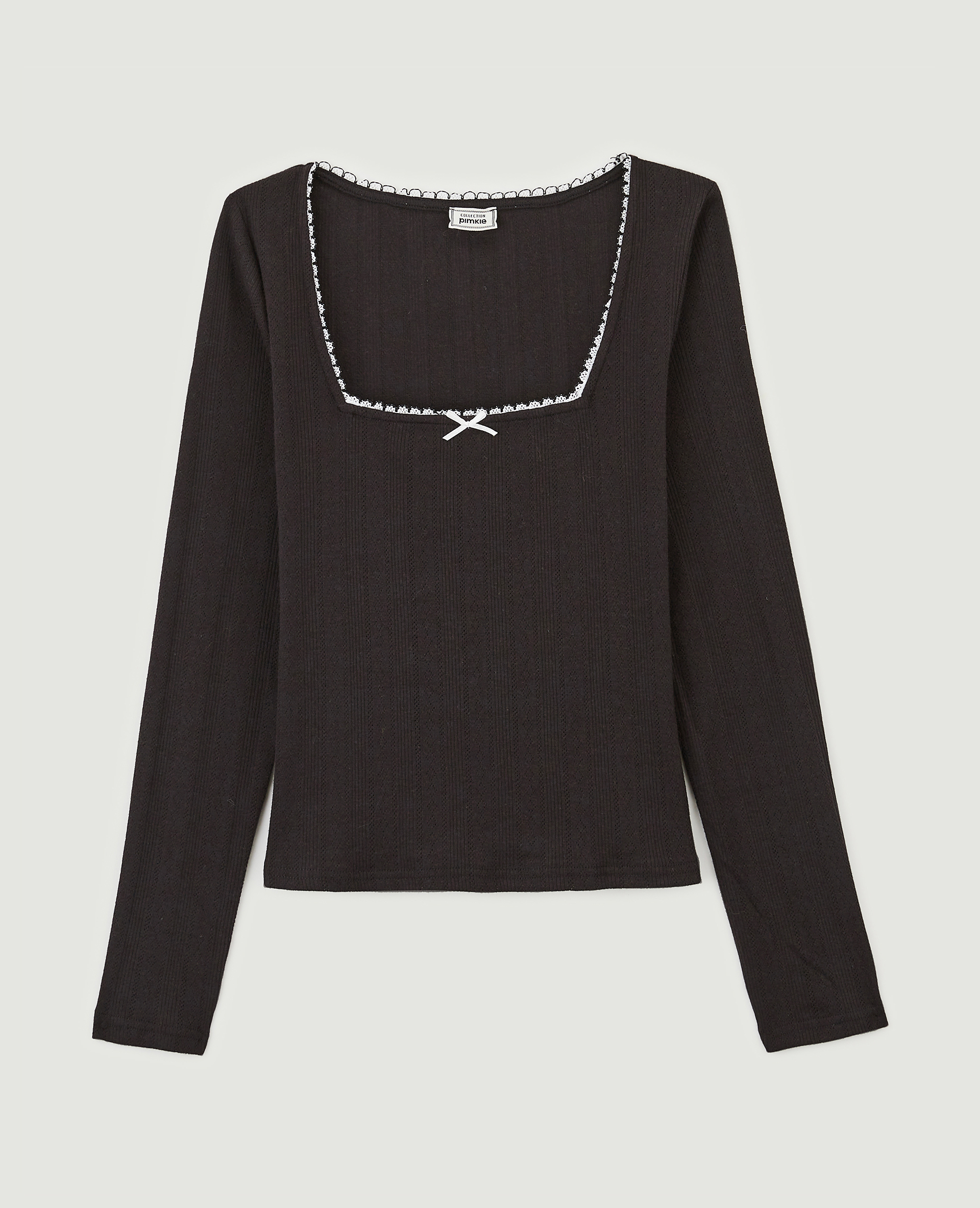 Top manches longues encolure carrée noir - Pimkie
