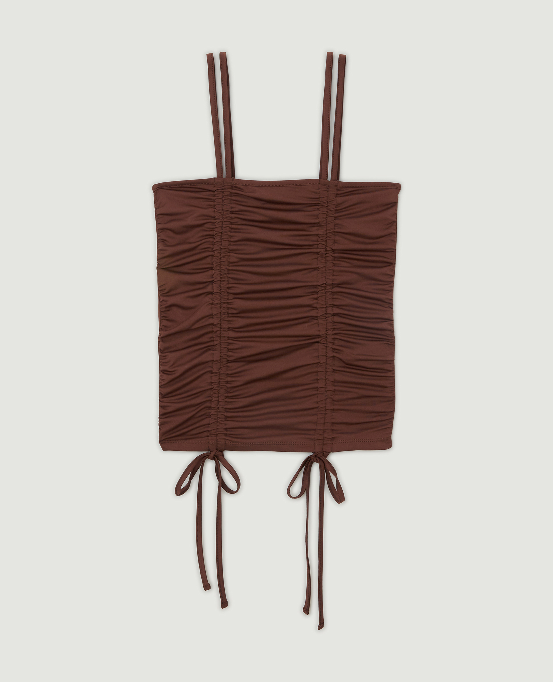 Top avec liens coulissés marron - Pimkie