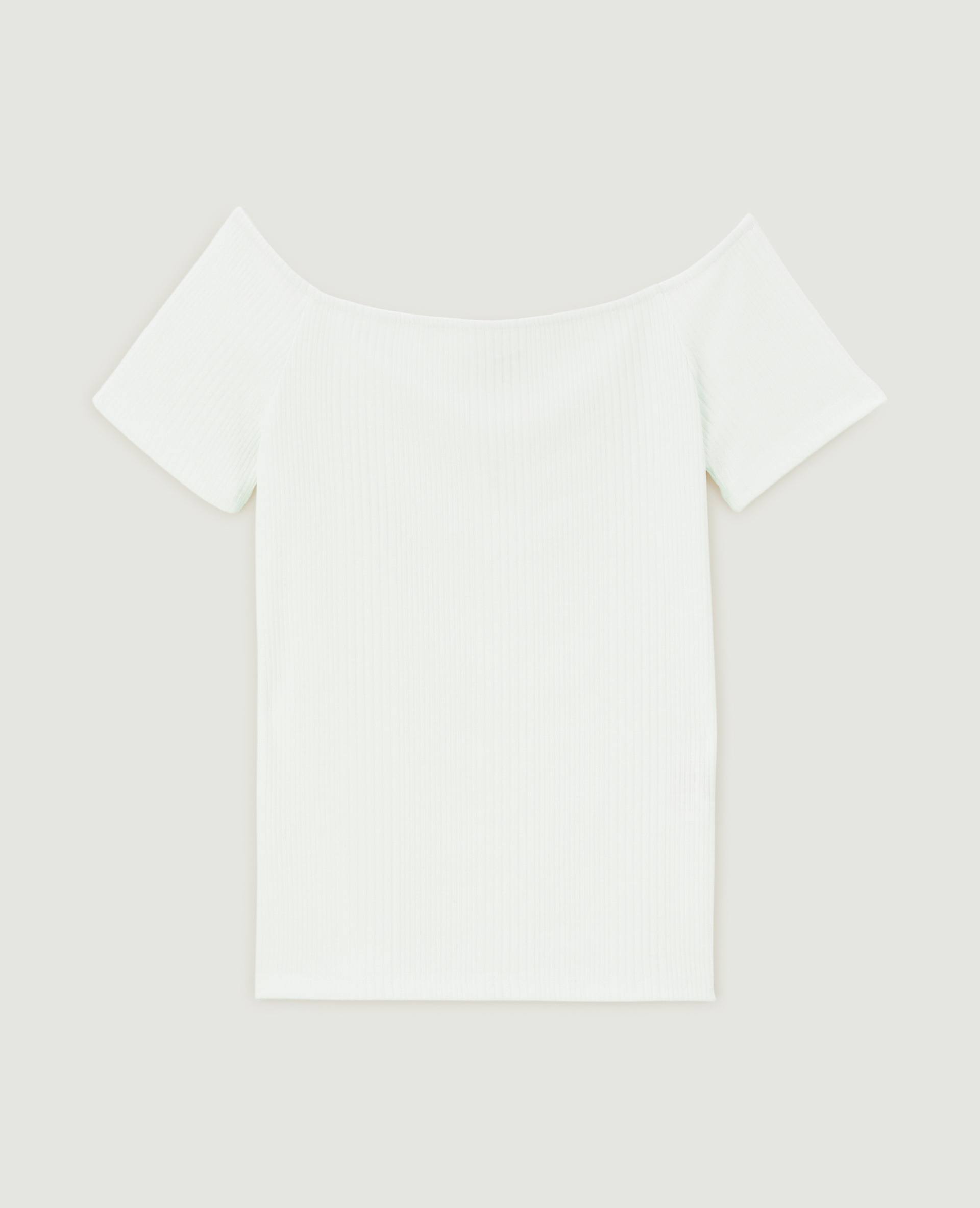 Top encolure Bardot maille côtelée blanc - Pimkie
