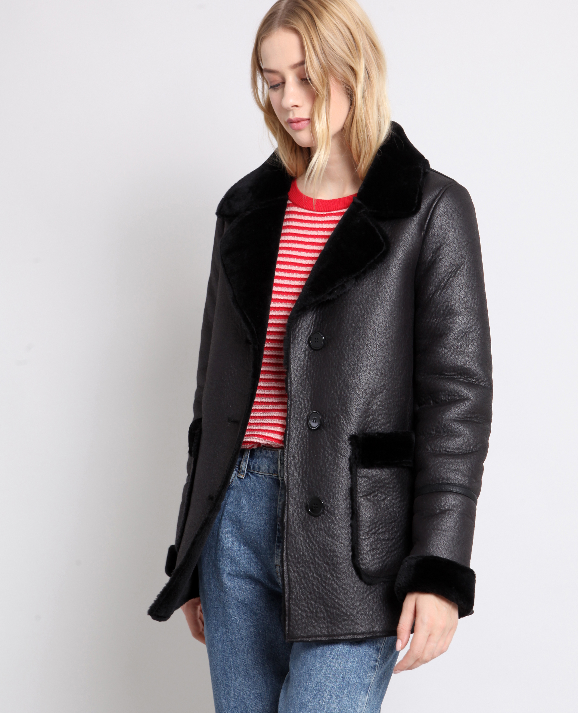 Manteau imitation cheap mouton noir