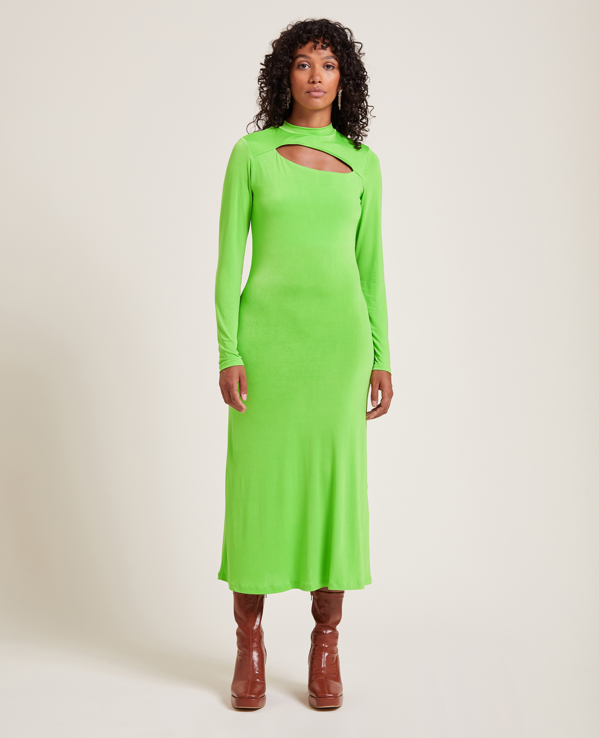 Robe longue avec ouverture devant vert olive - Pimkie