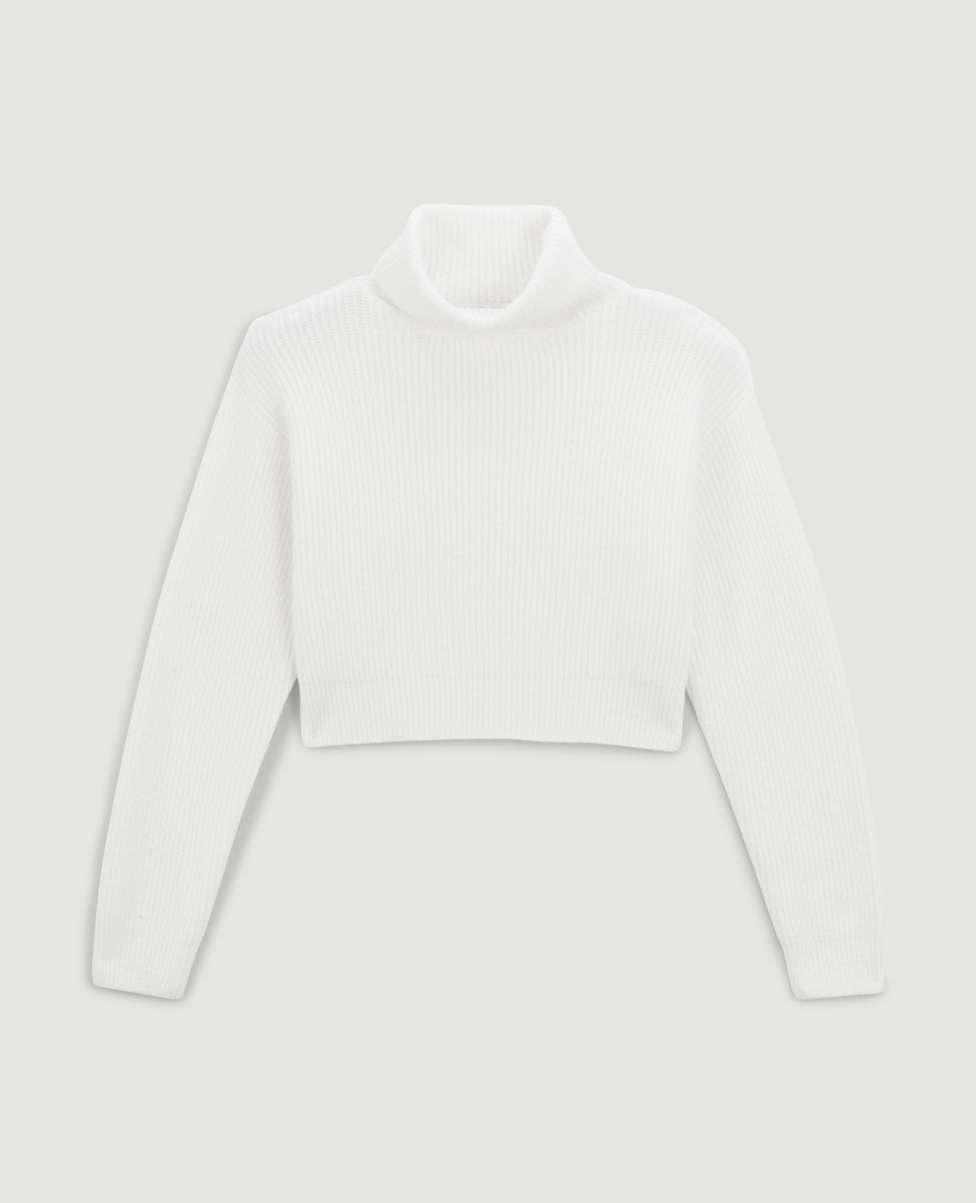 Pull cropped col roulé blanc - Pimkie