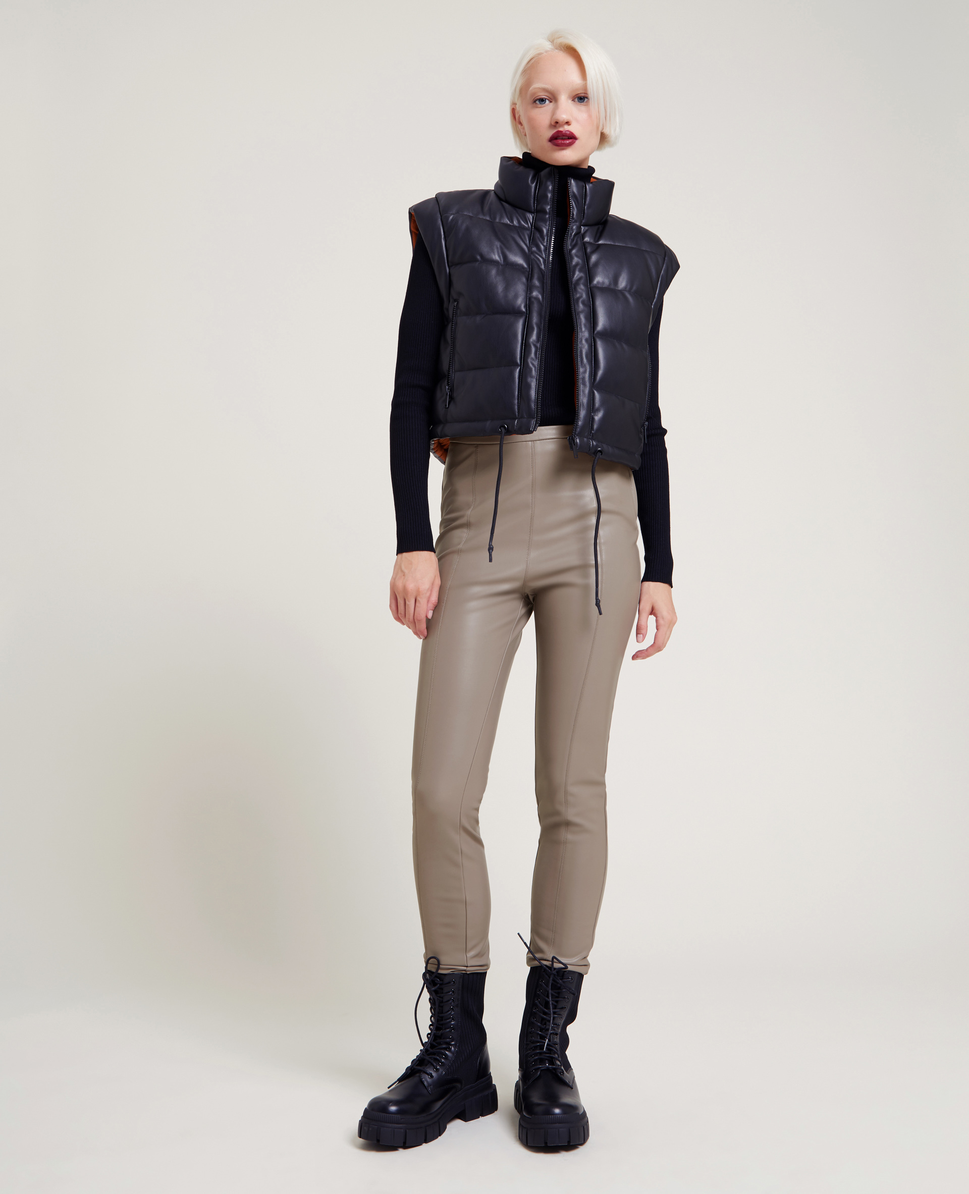 Legging simili cuir taupe - Pimkie