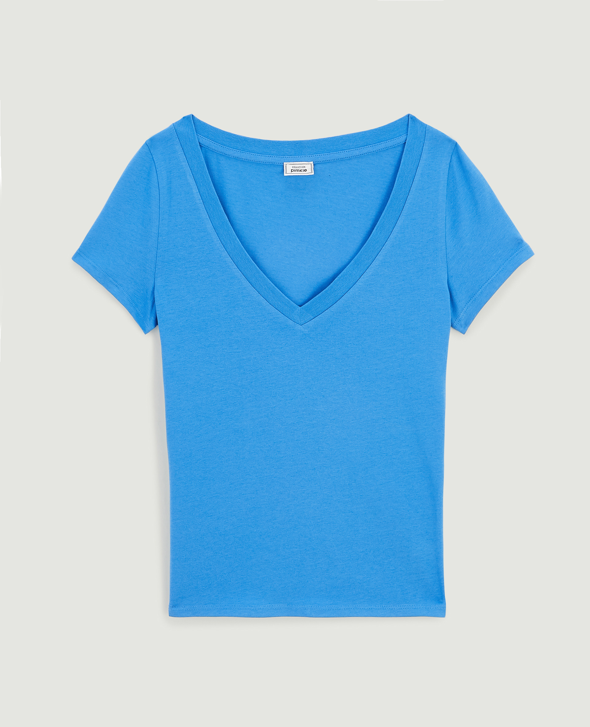T-shirt col V bleu électrique - Pimkie
