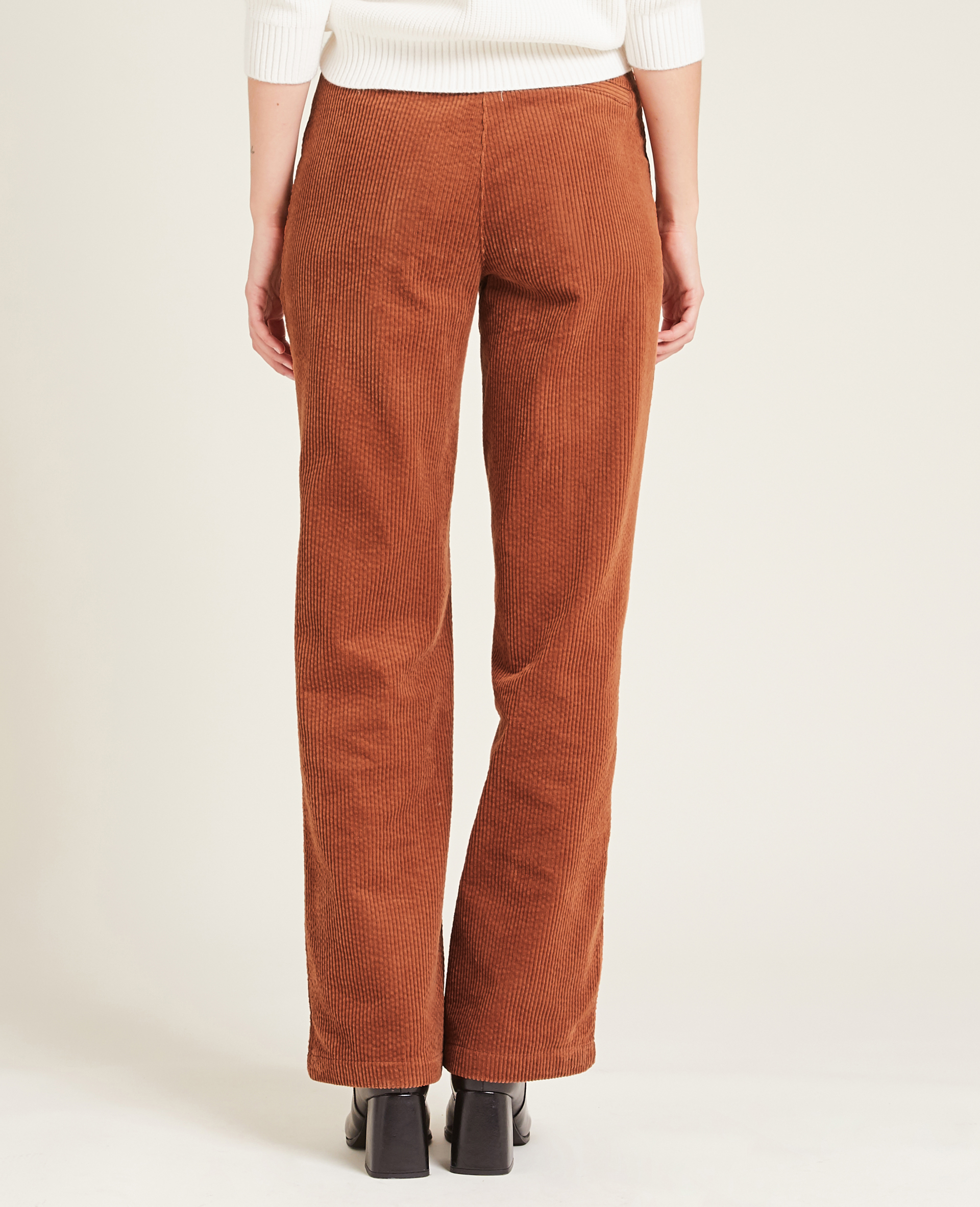 Pantalon droit en velours côtelé orange - Pimkie