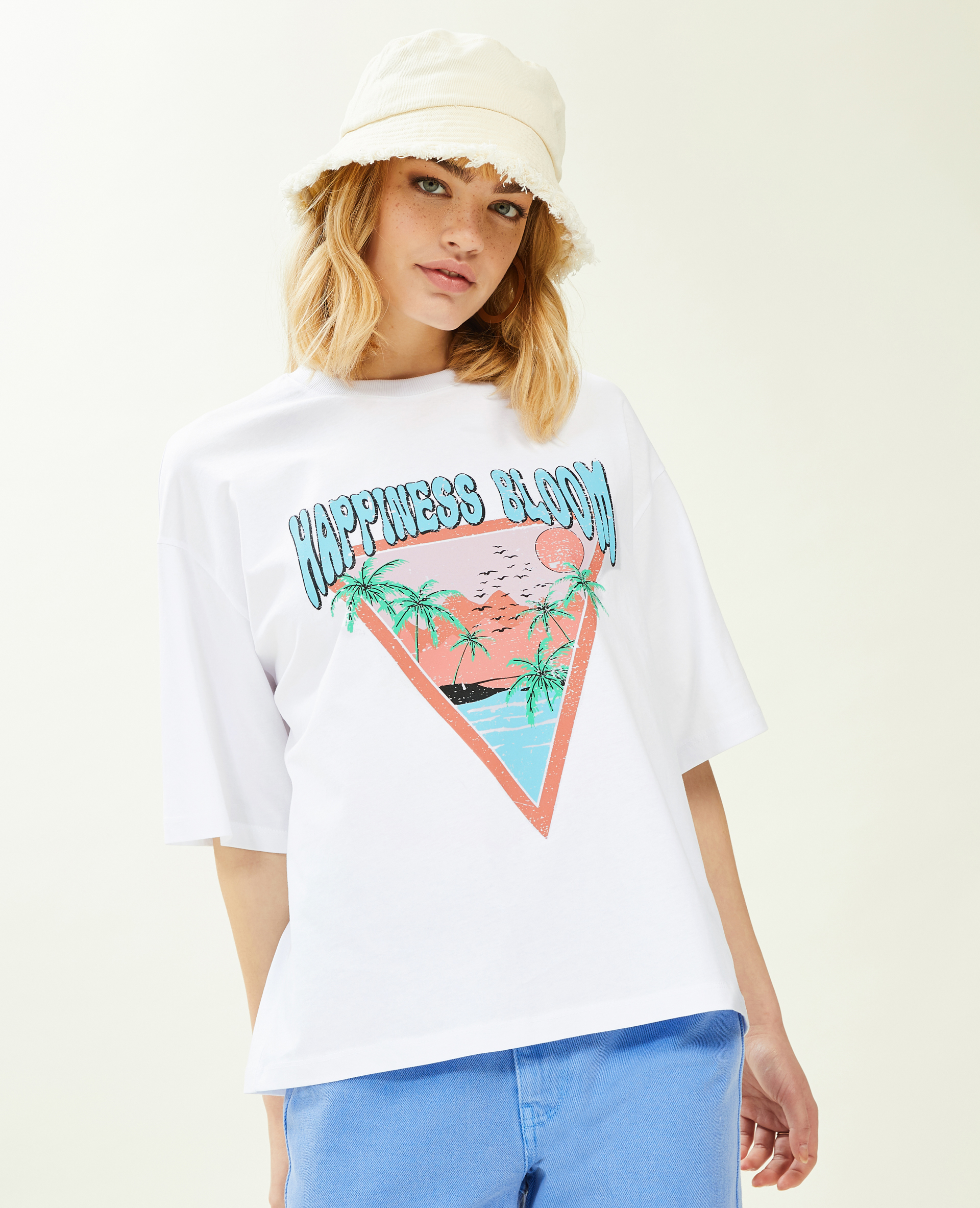 T-shirt oversize avec imprimé blanc - Pimkie
