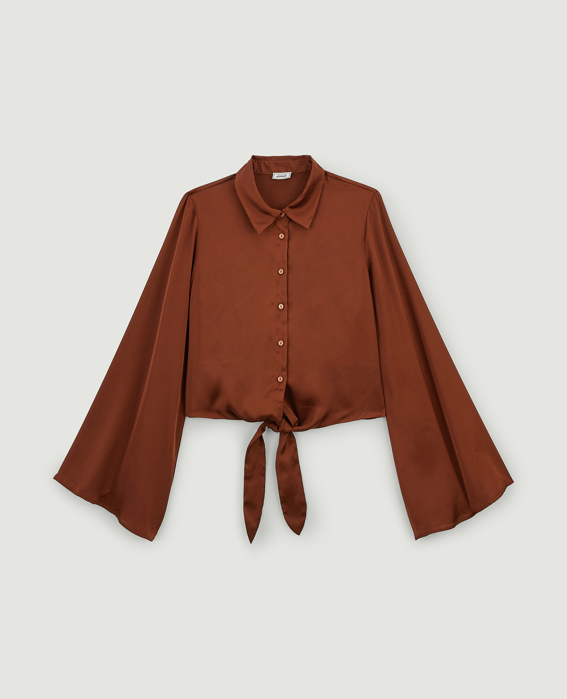 Chemise satinée à nouer orange - Pimkie