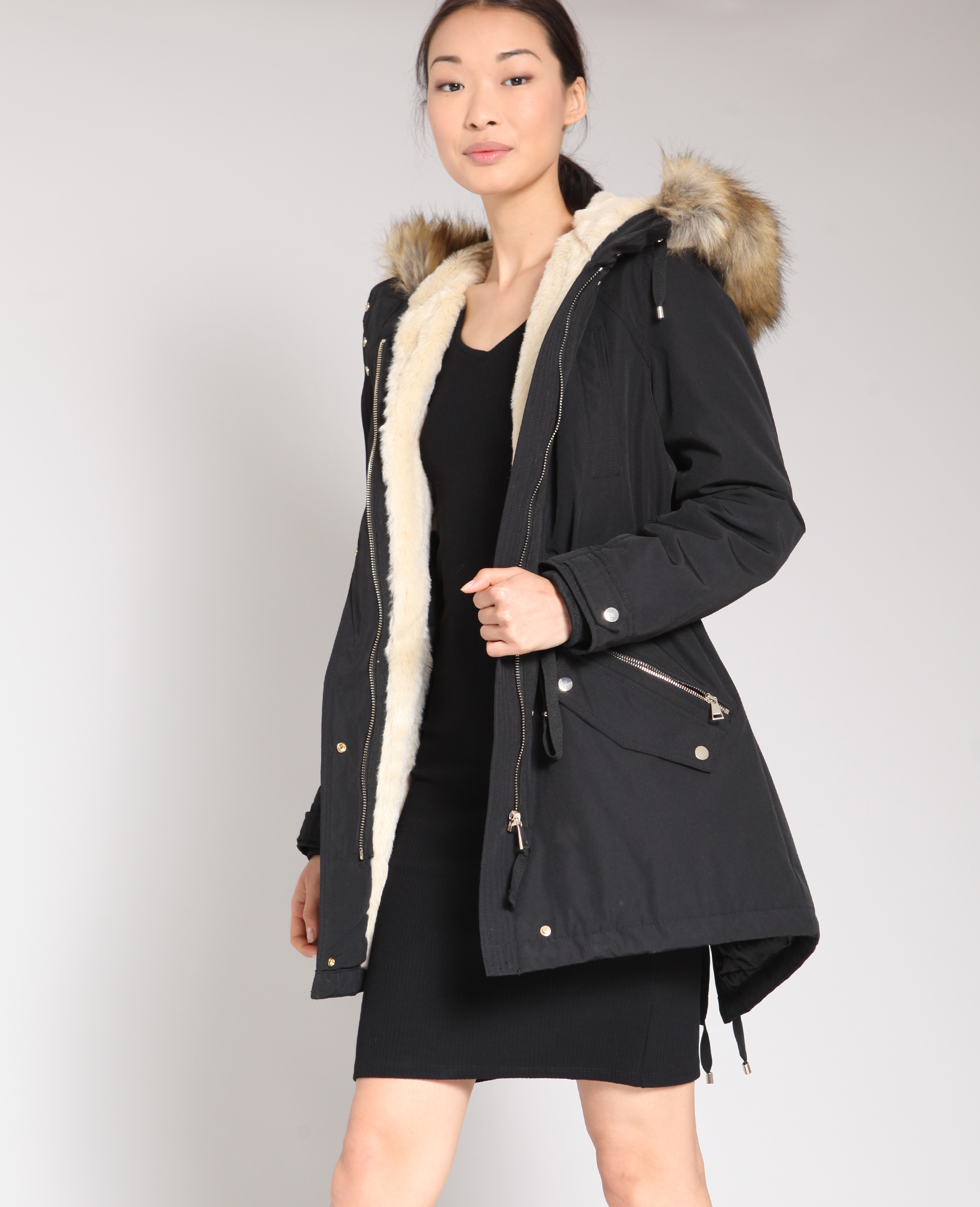 parka avec fausse fourrure femme