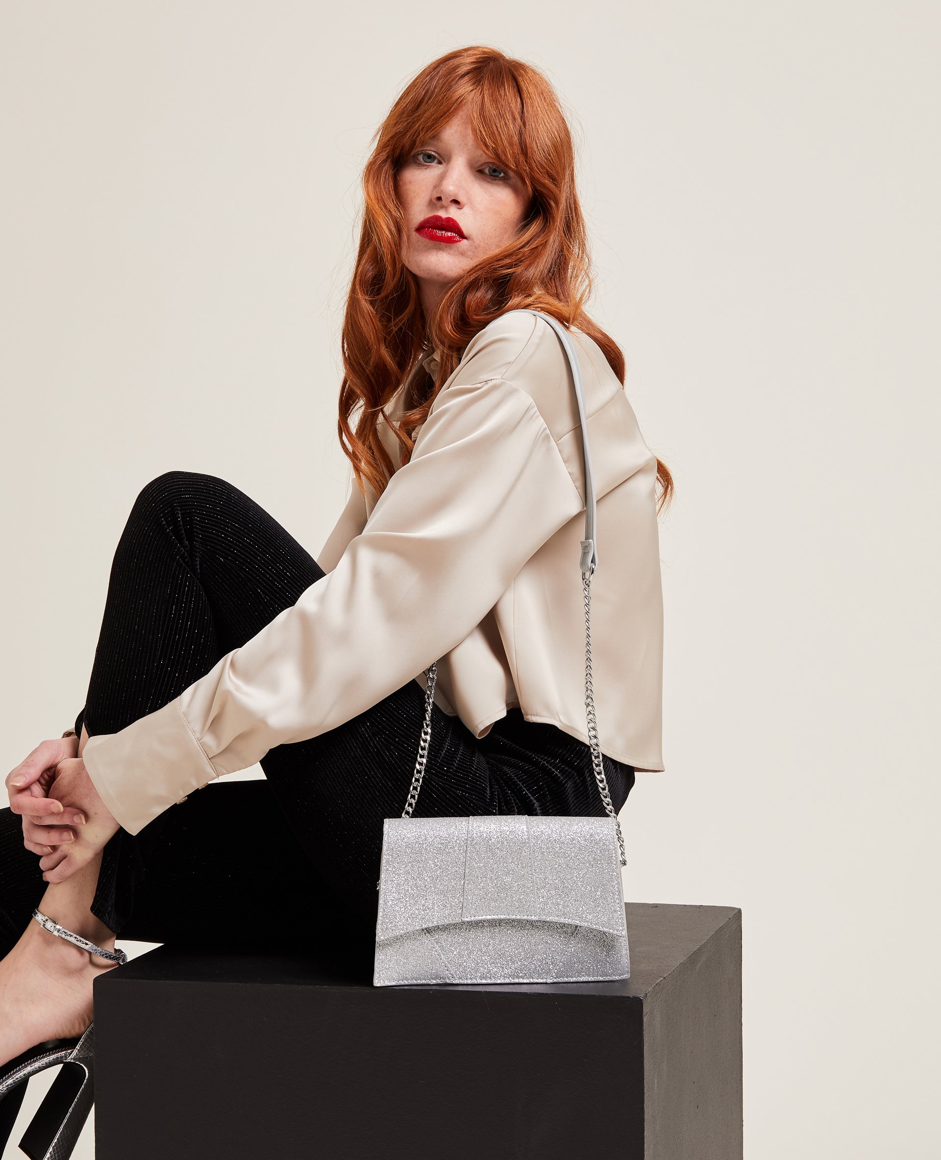 Sac boxy pailleté argenté - Pimkie