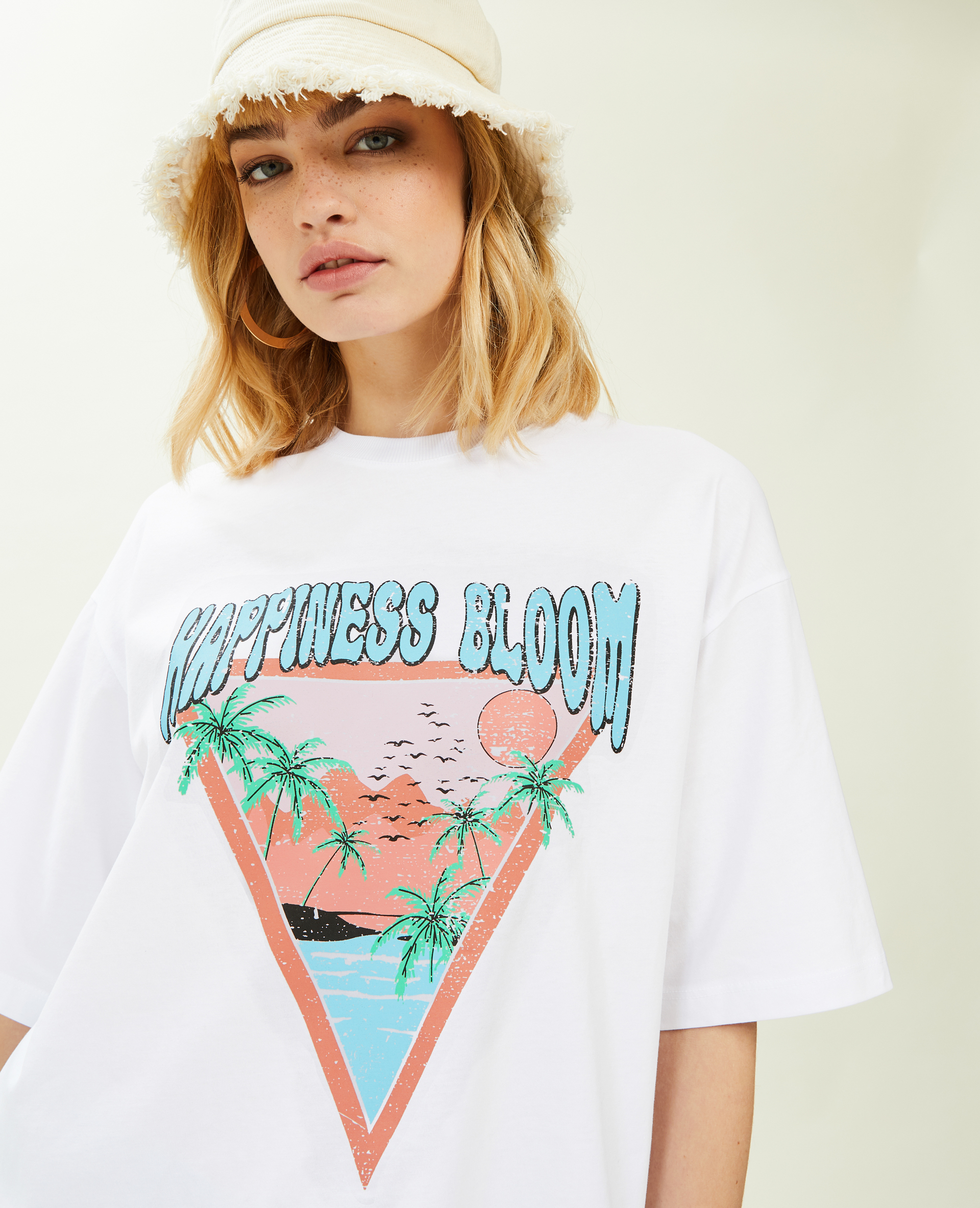 T-shirt oversize avec imprimé blanc - Pimkie