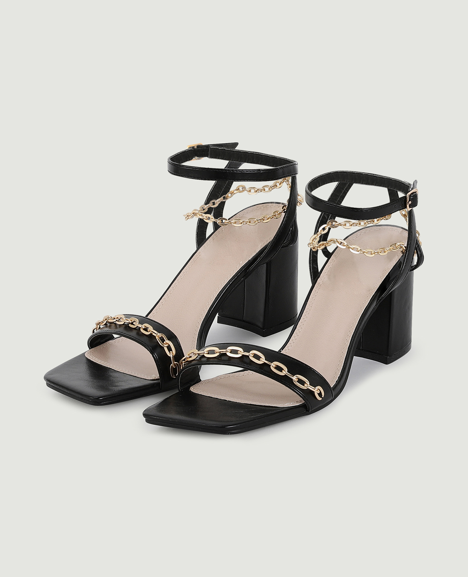 Sandales à talon avec chainettes noir - Pimkie