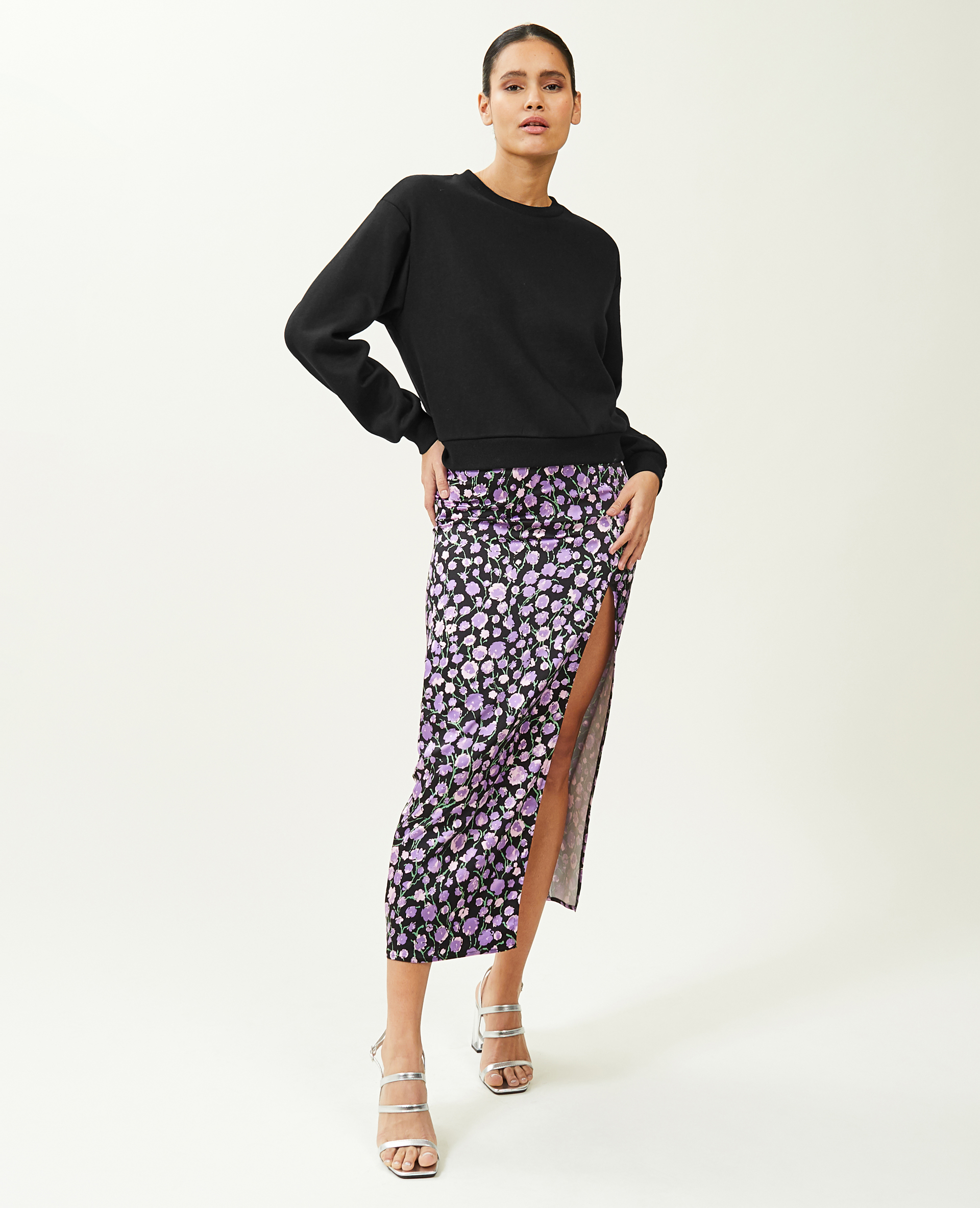 Sweat court col rond noir - Pimkie