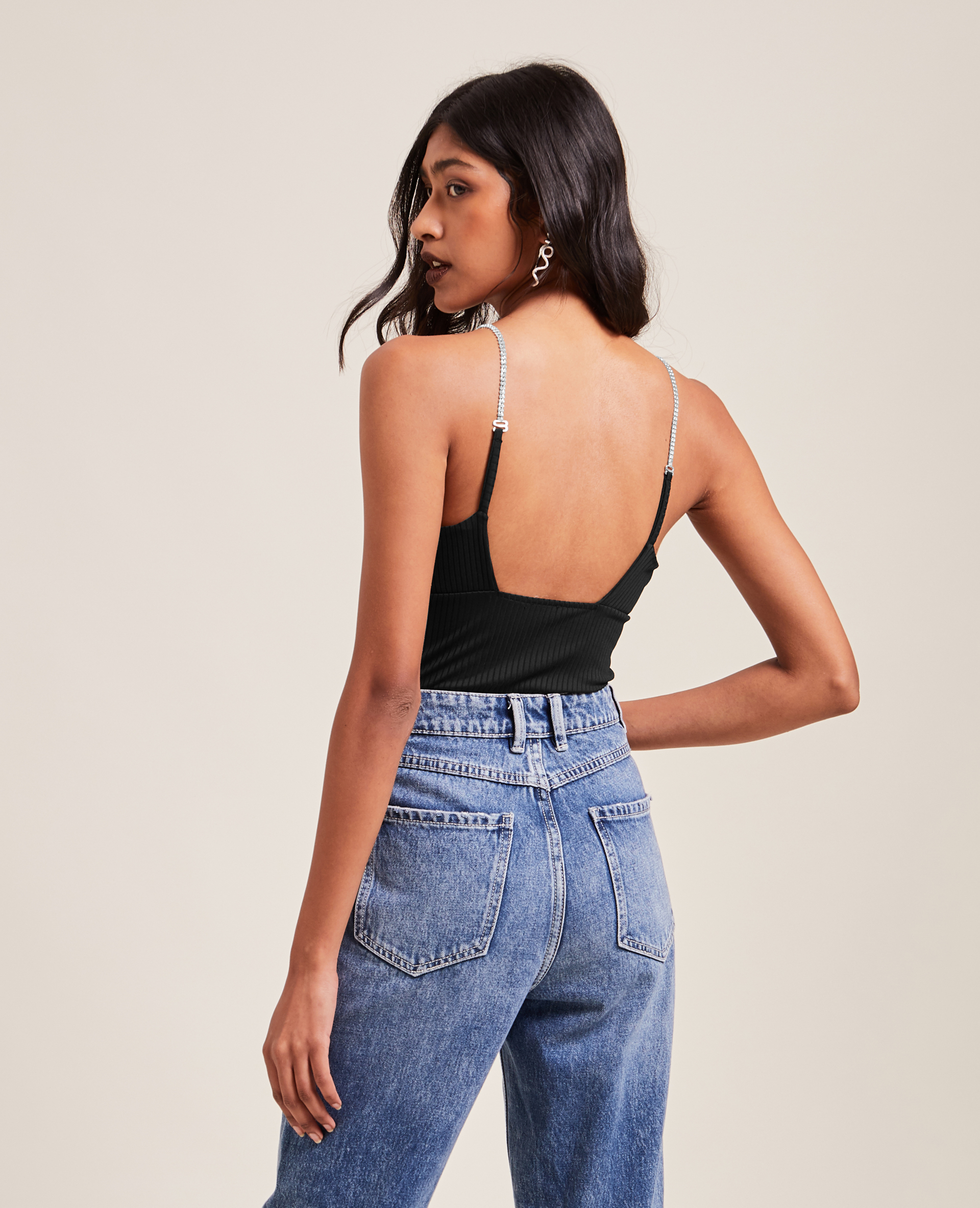 Body avec bretelles strass noir - Pimkie