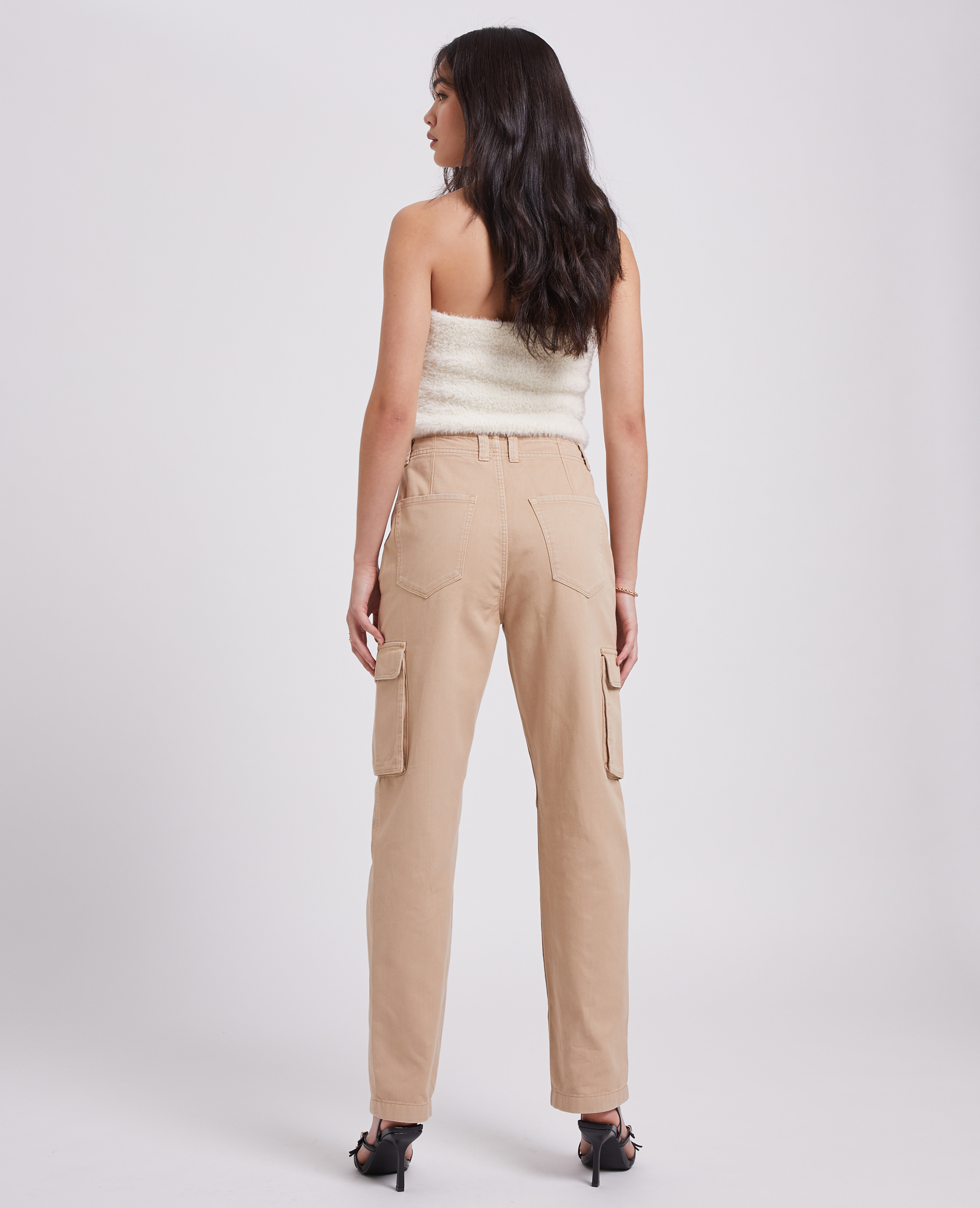Pantalon droit cargo taille haute blanc - Pimkie