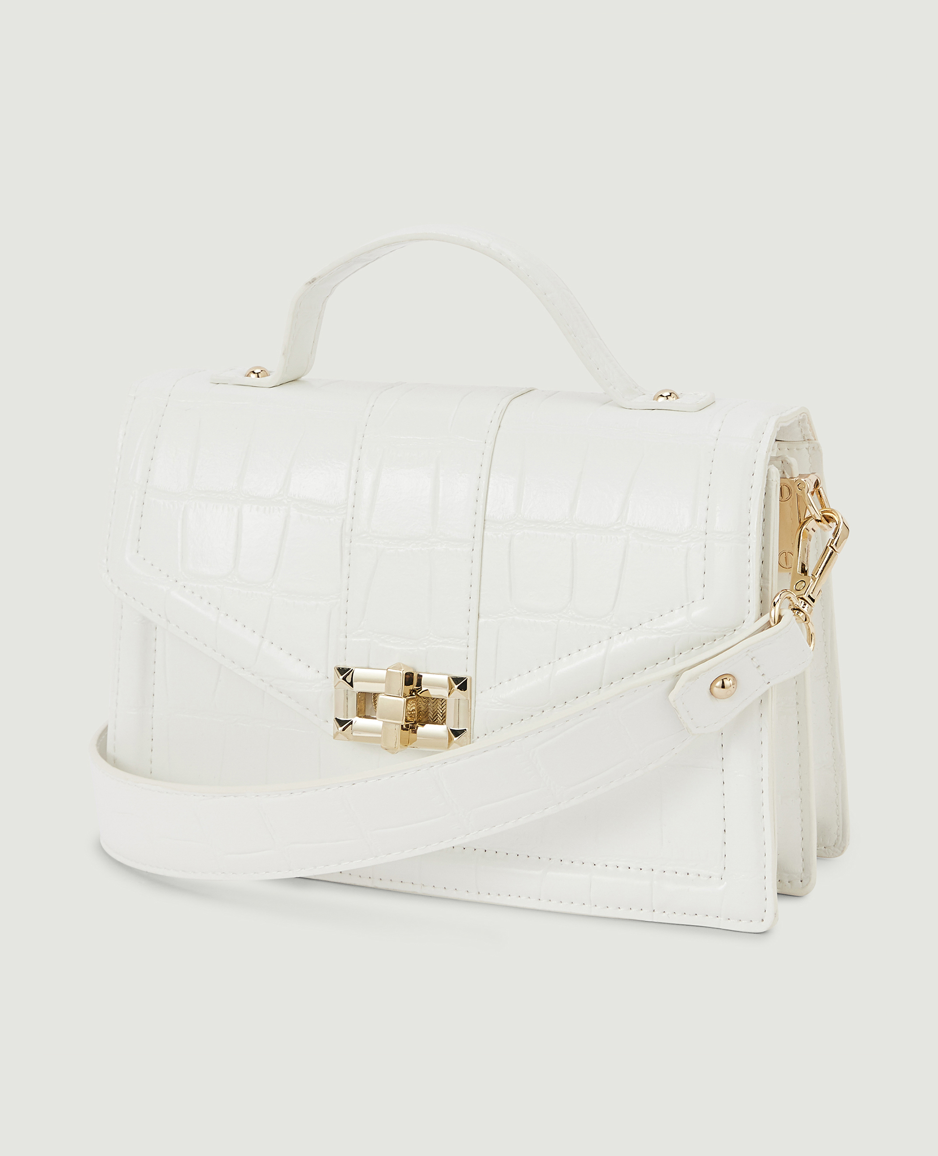 Sac boxy effet croco blanc - Pimkie