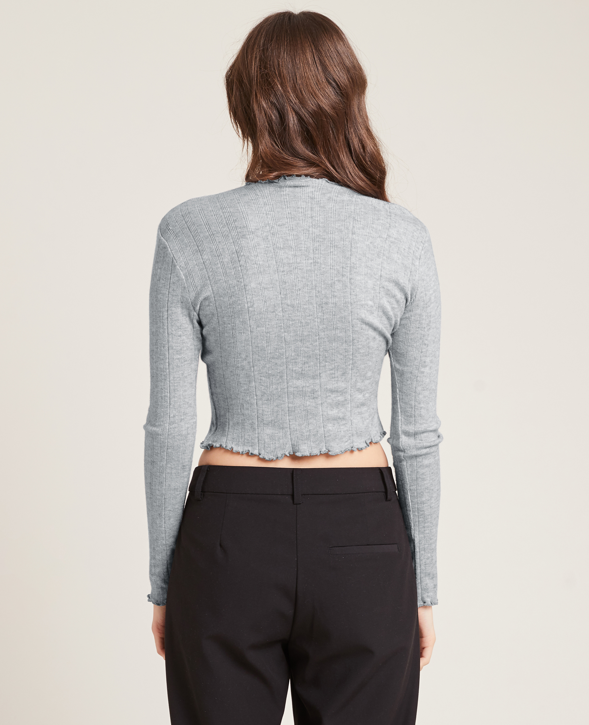 Pull maille fine côtelée gris clair - Pimkie