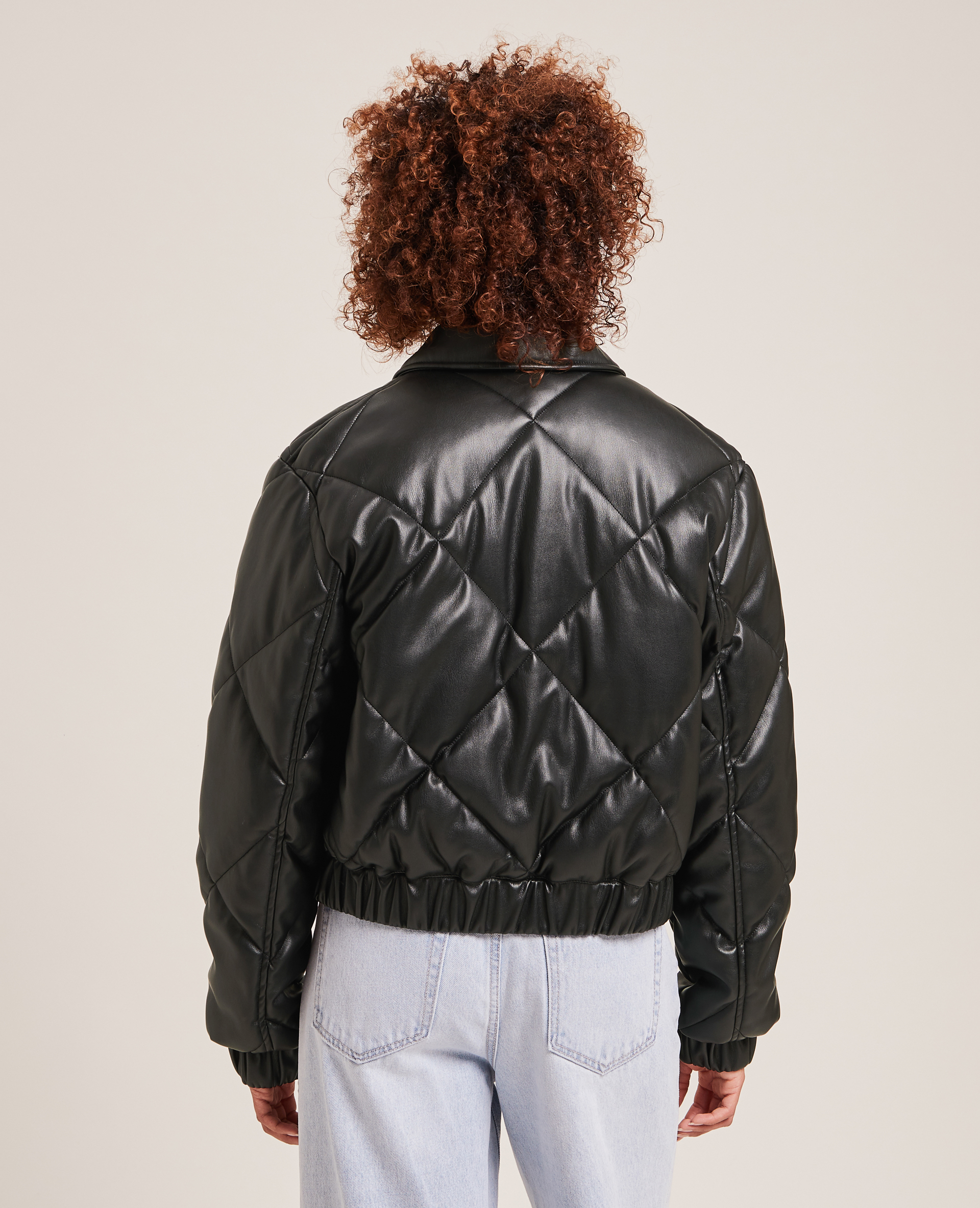 Doudoune matelassée simili cuir noir - Pimkie