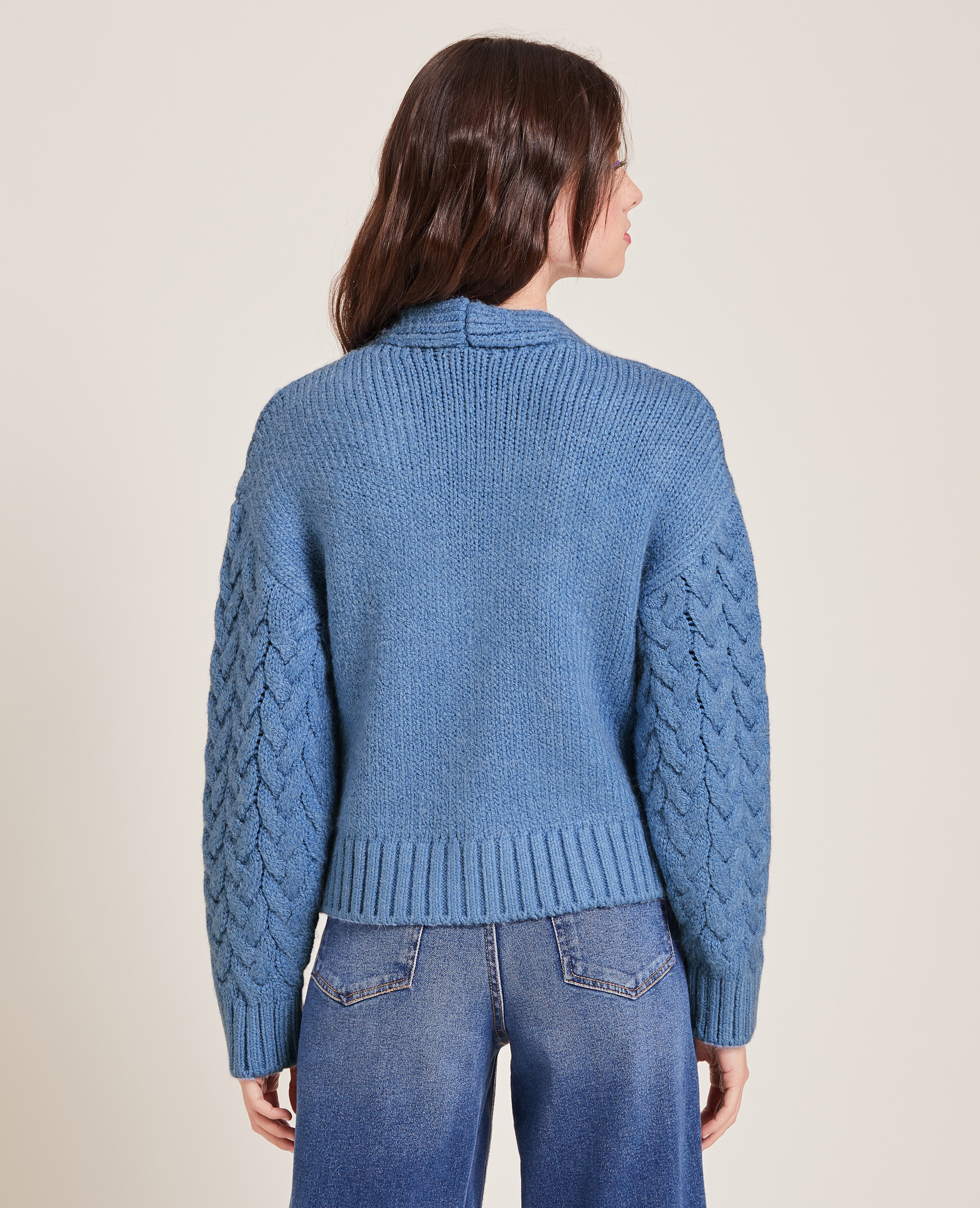 Gilet maille fantaisie bouton perles bleu - Pimkie