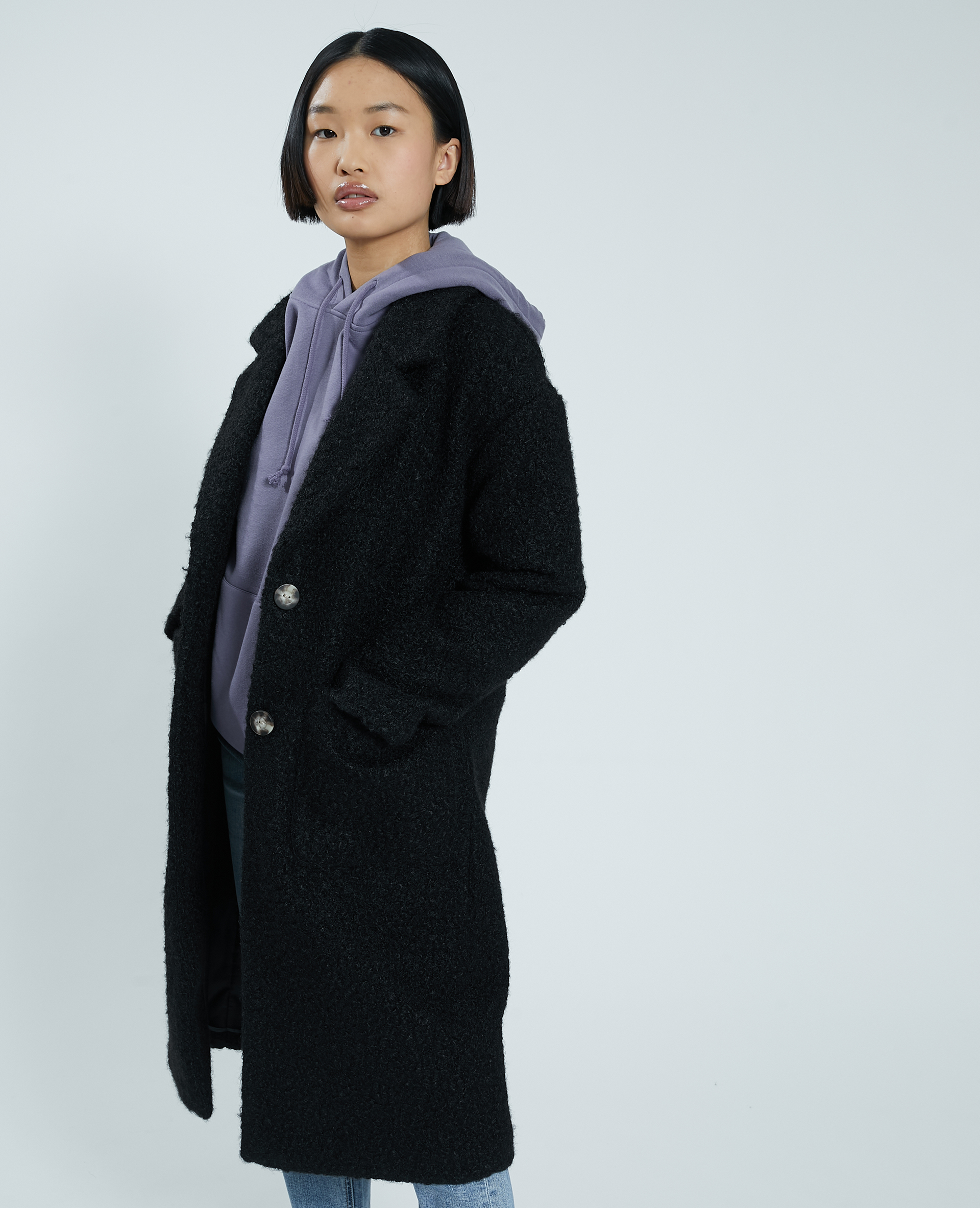 Manteau bouclette shop noir kiabi