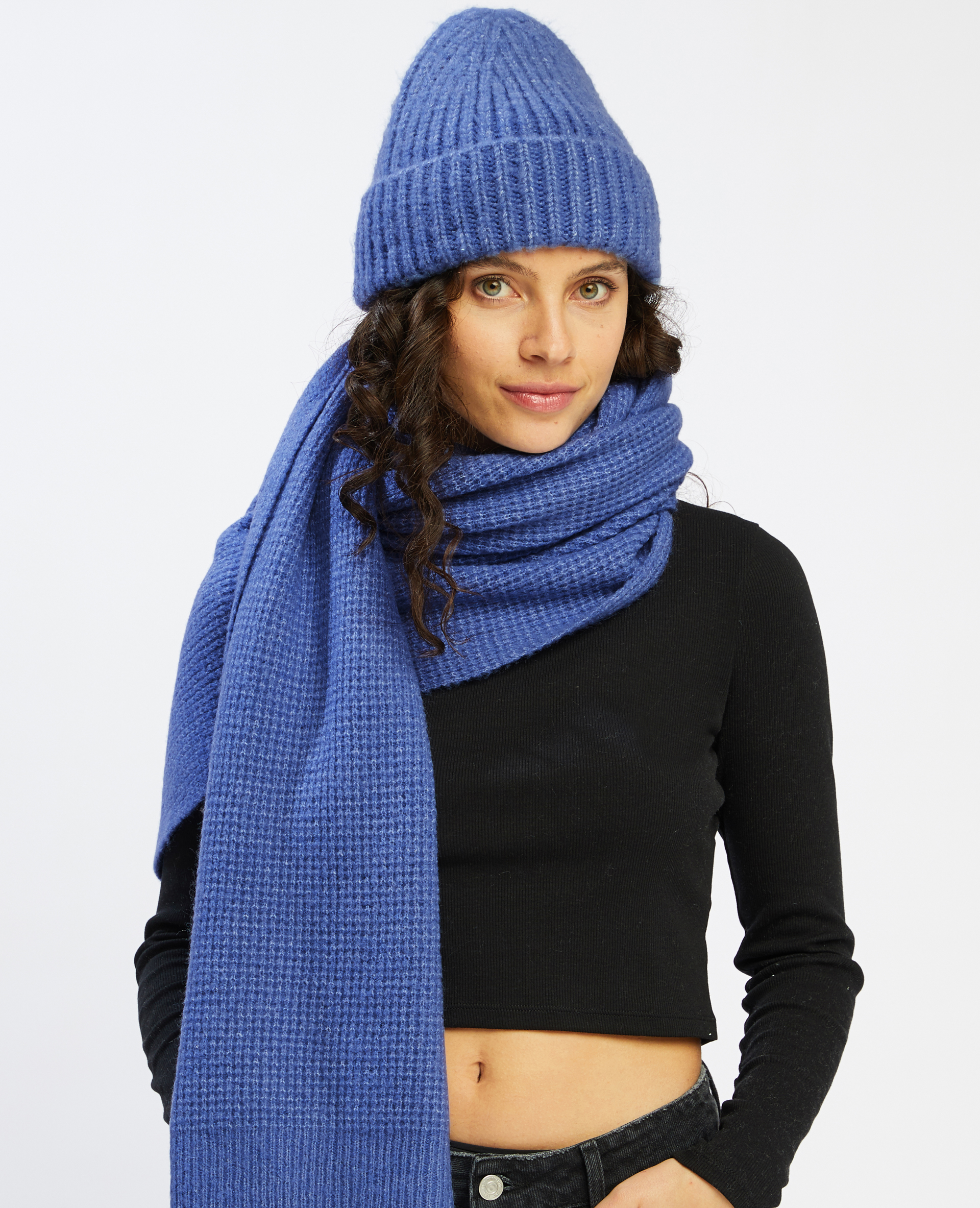 Echarpe gaufrée bleu - Pimkie
