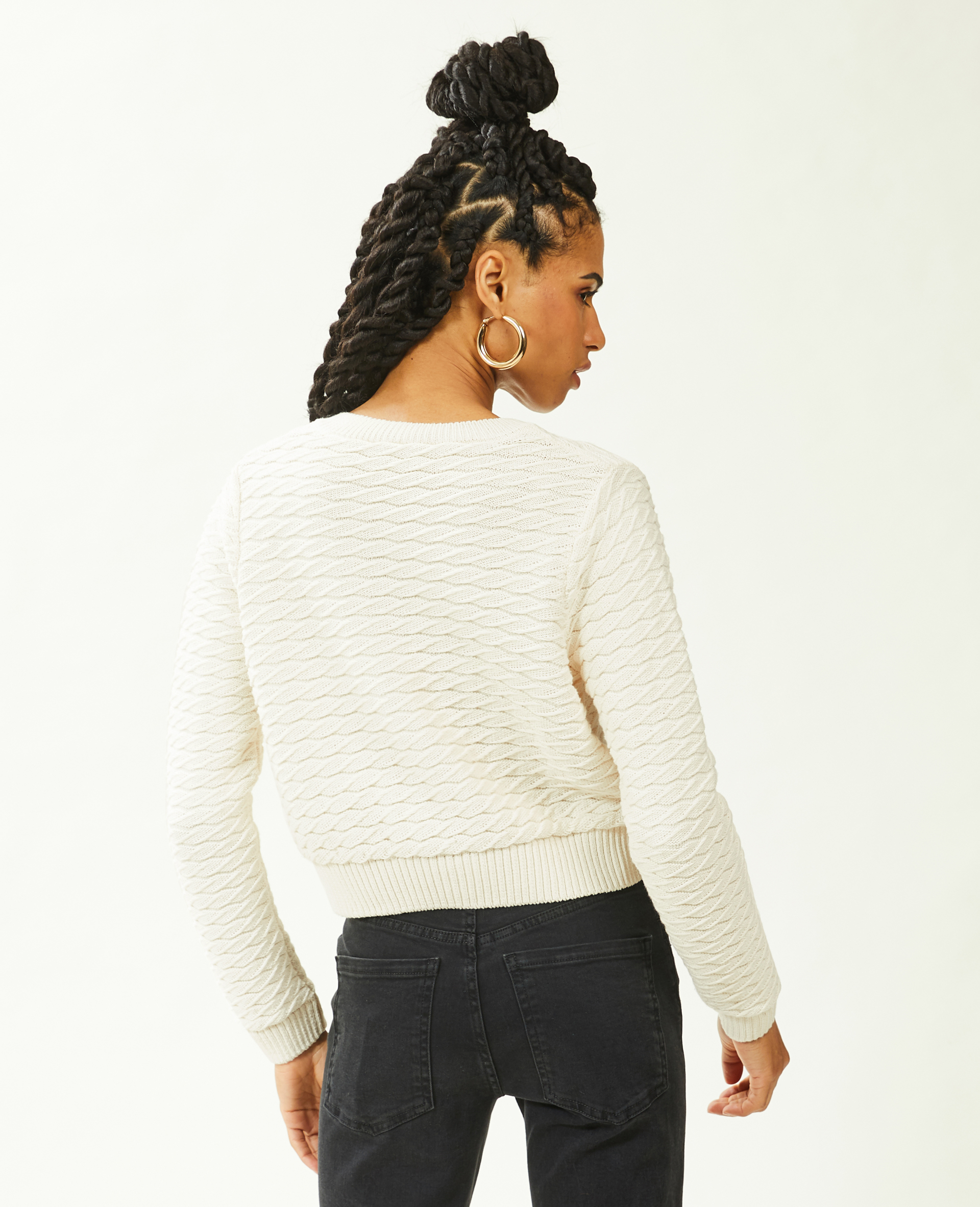 Gilet en maille reliéfée boutons marins blanc - Pimkie