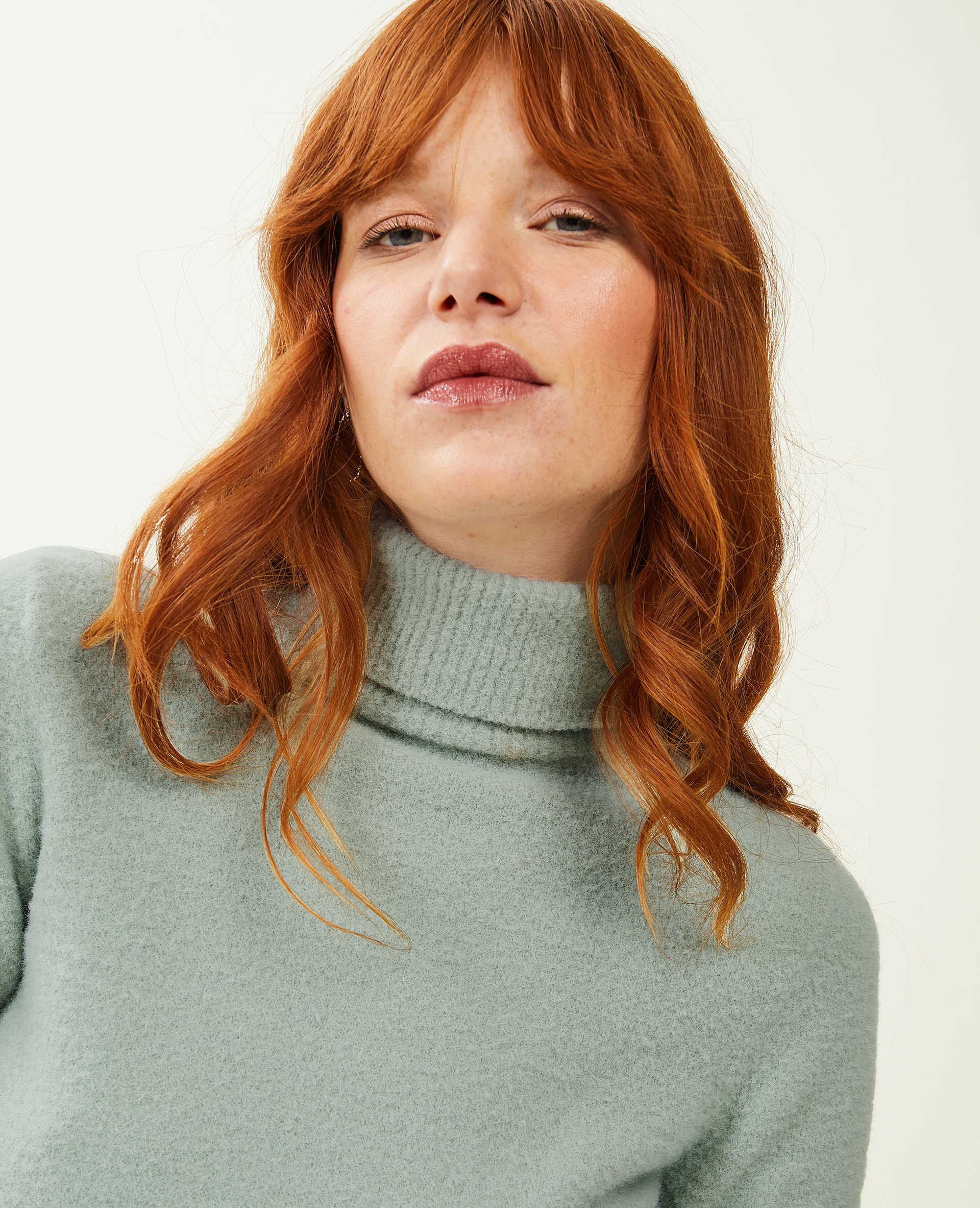 Pull col roulé maille fluffy vert - Pimkie