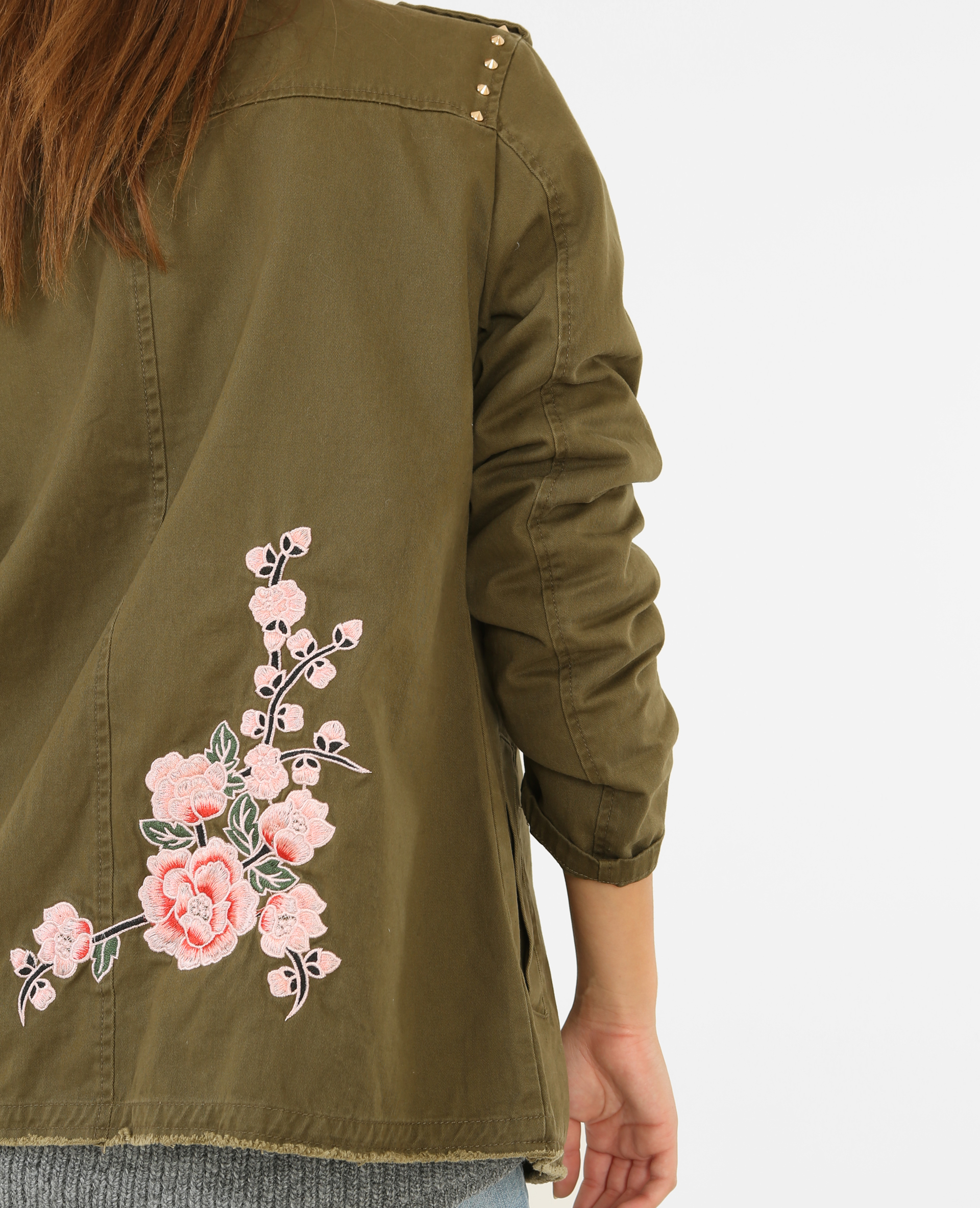 Veste brodée vert kaki - Pimkie