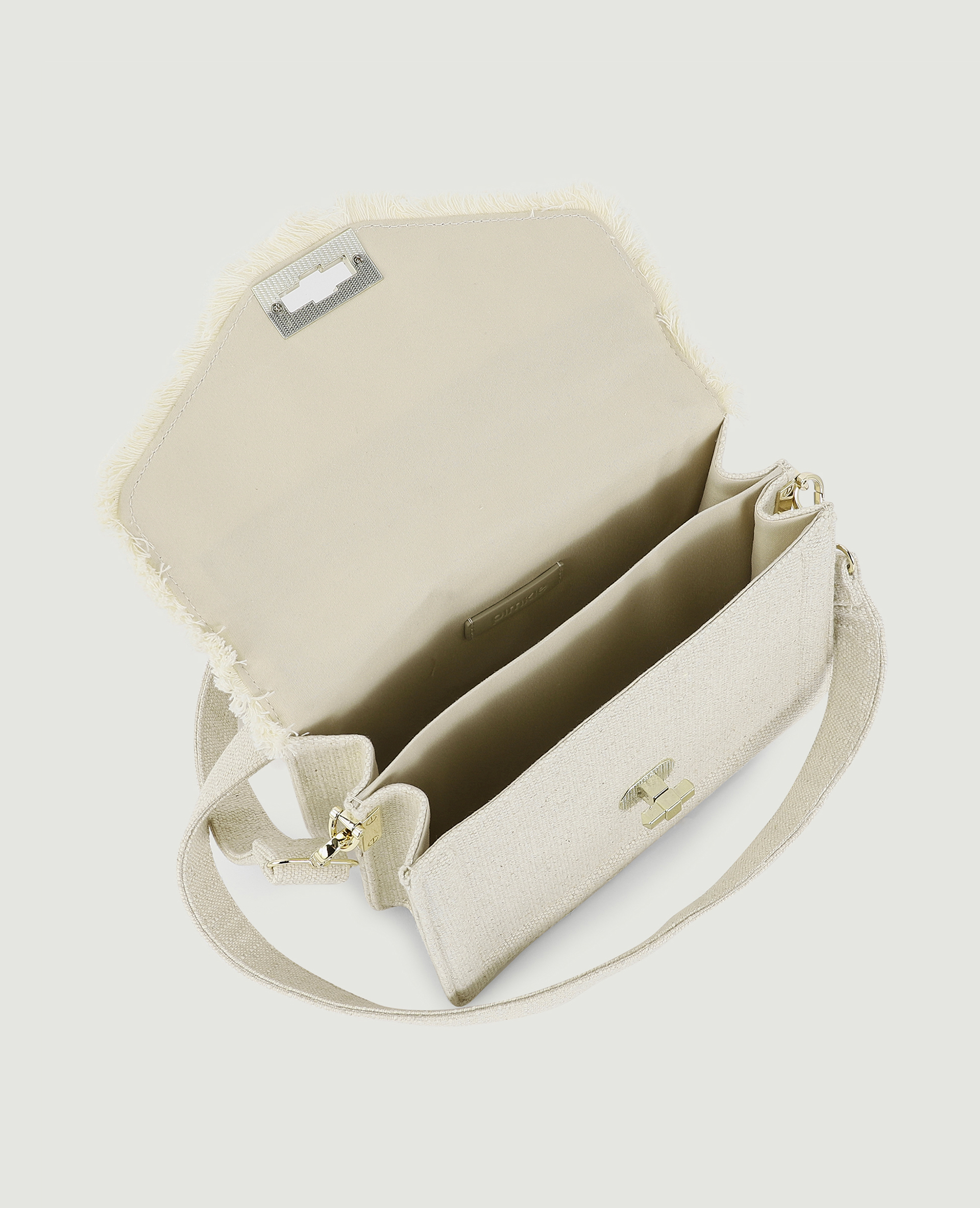 Sac rigide en tissu effet lin avec franges beige - Pimkie